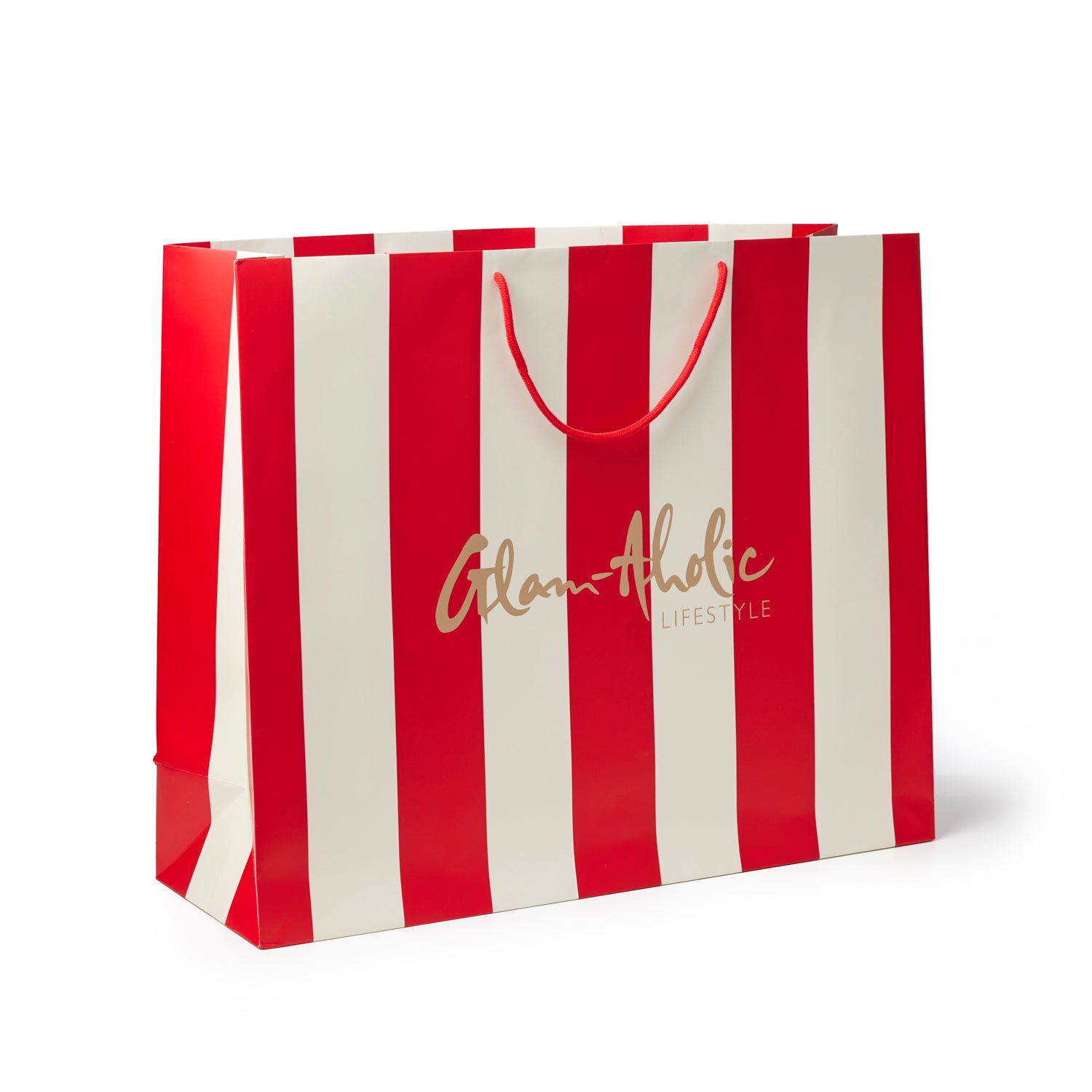 GAL LARGE STRIPED GIFT BAG - RED CREAM