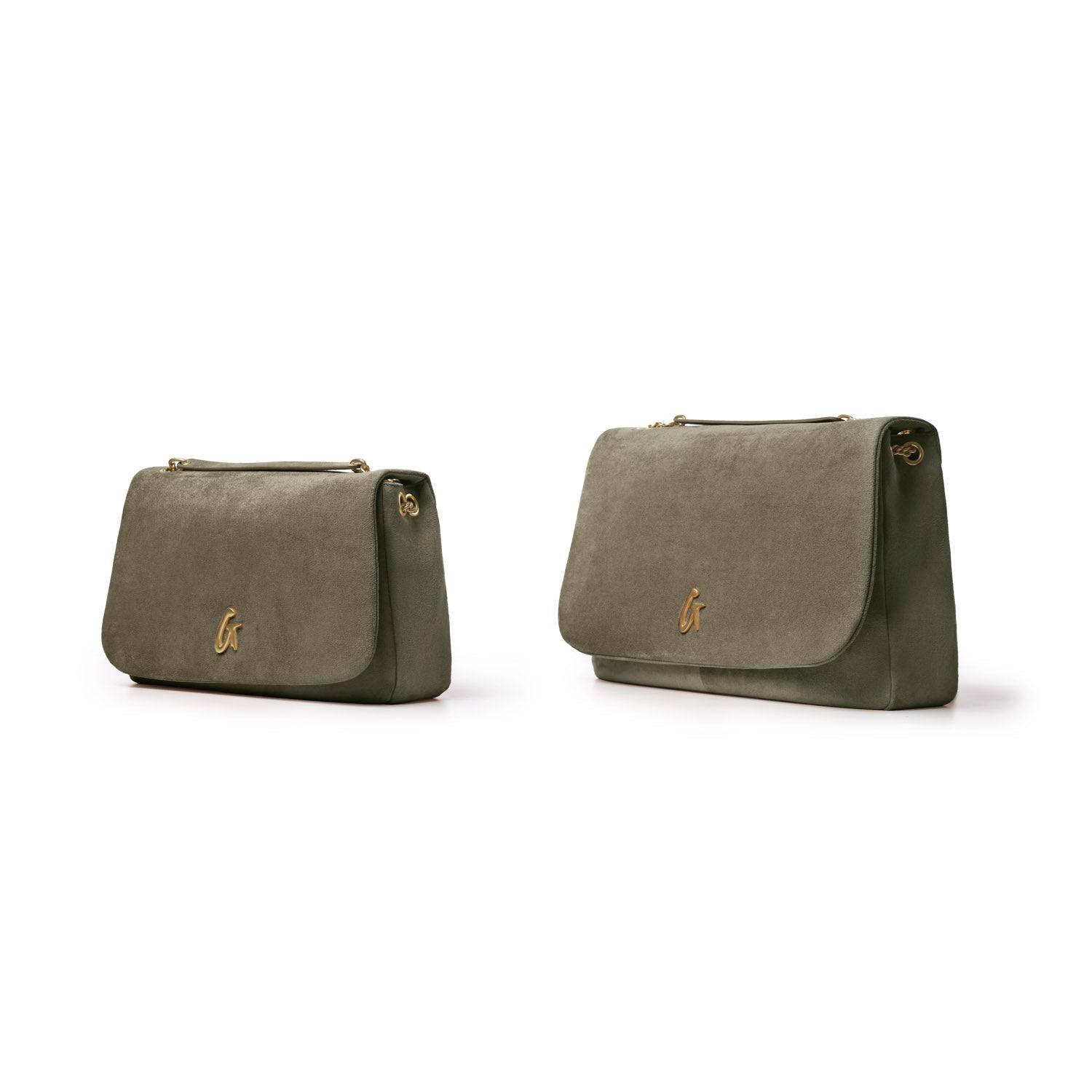 MEDIUM SUEDE FLAP BAG - OLIVE GREEN
