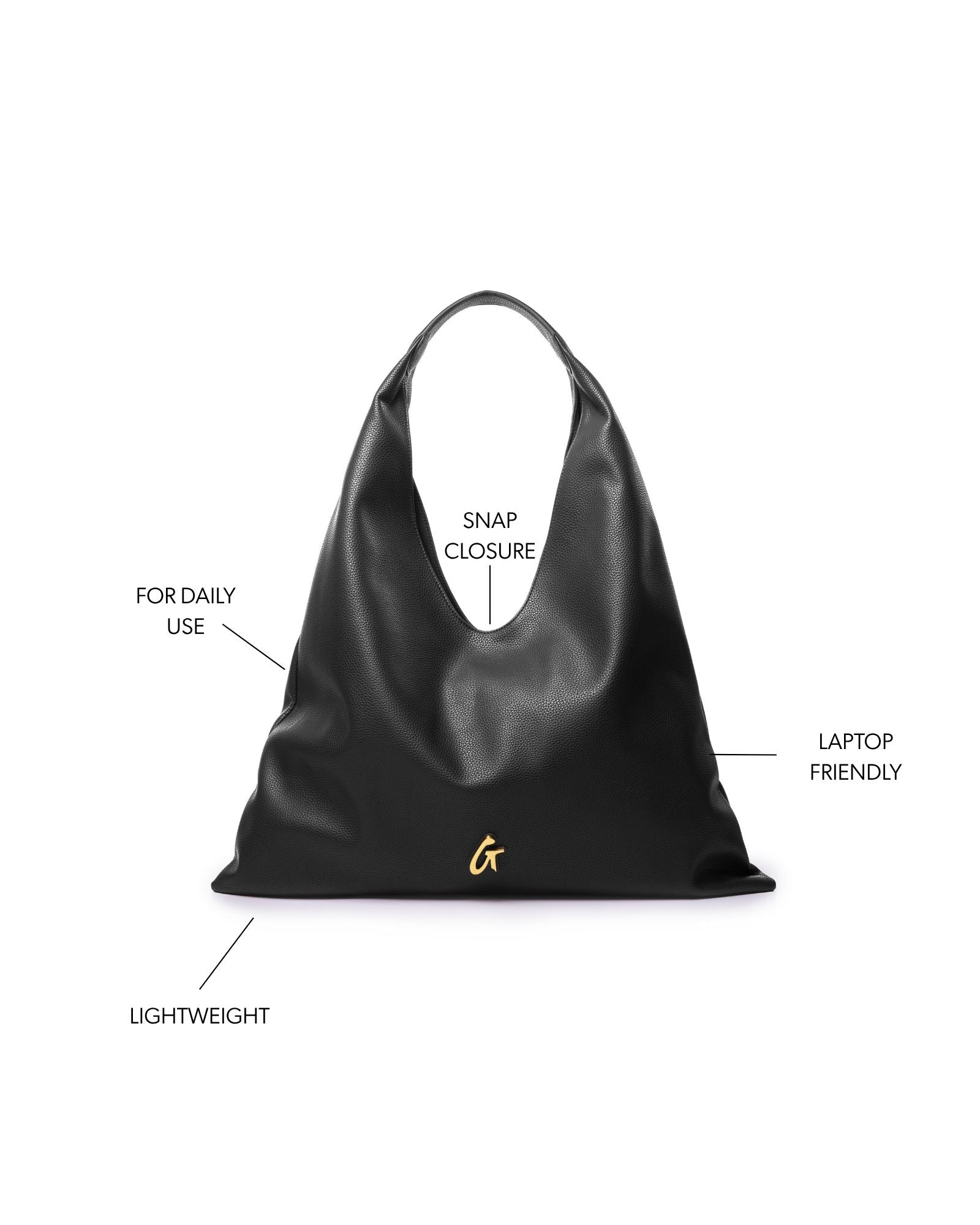 PEBBLE HOBO SHOULDER BAG - BLACK
