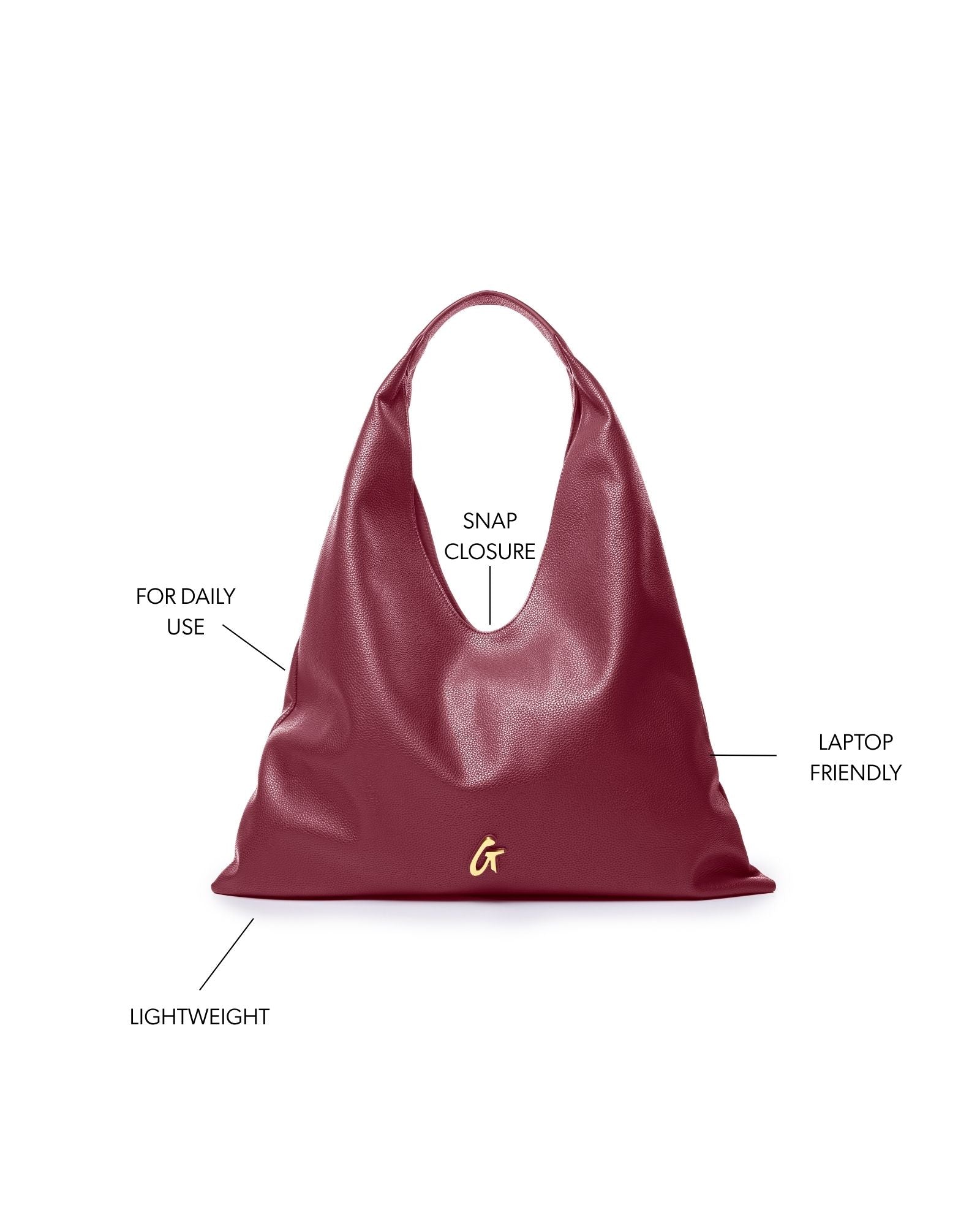PEBBLE HOBO SHOULDER BAG - BURGUNDY