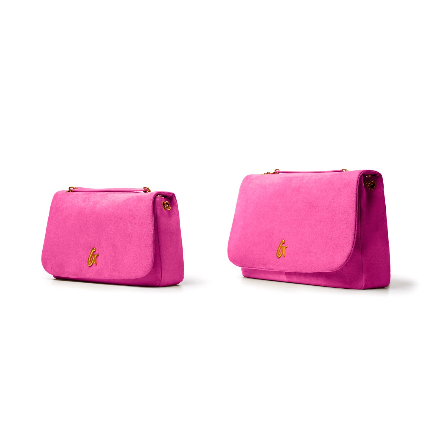 MEDIUM SUEDE FLAP BAG - HOT PINK