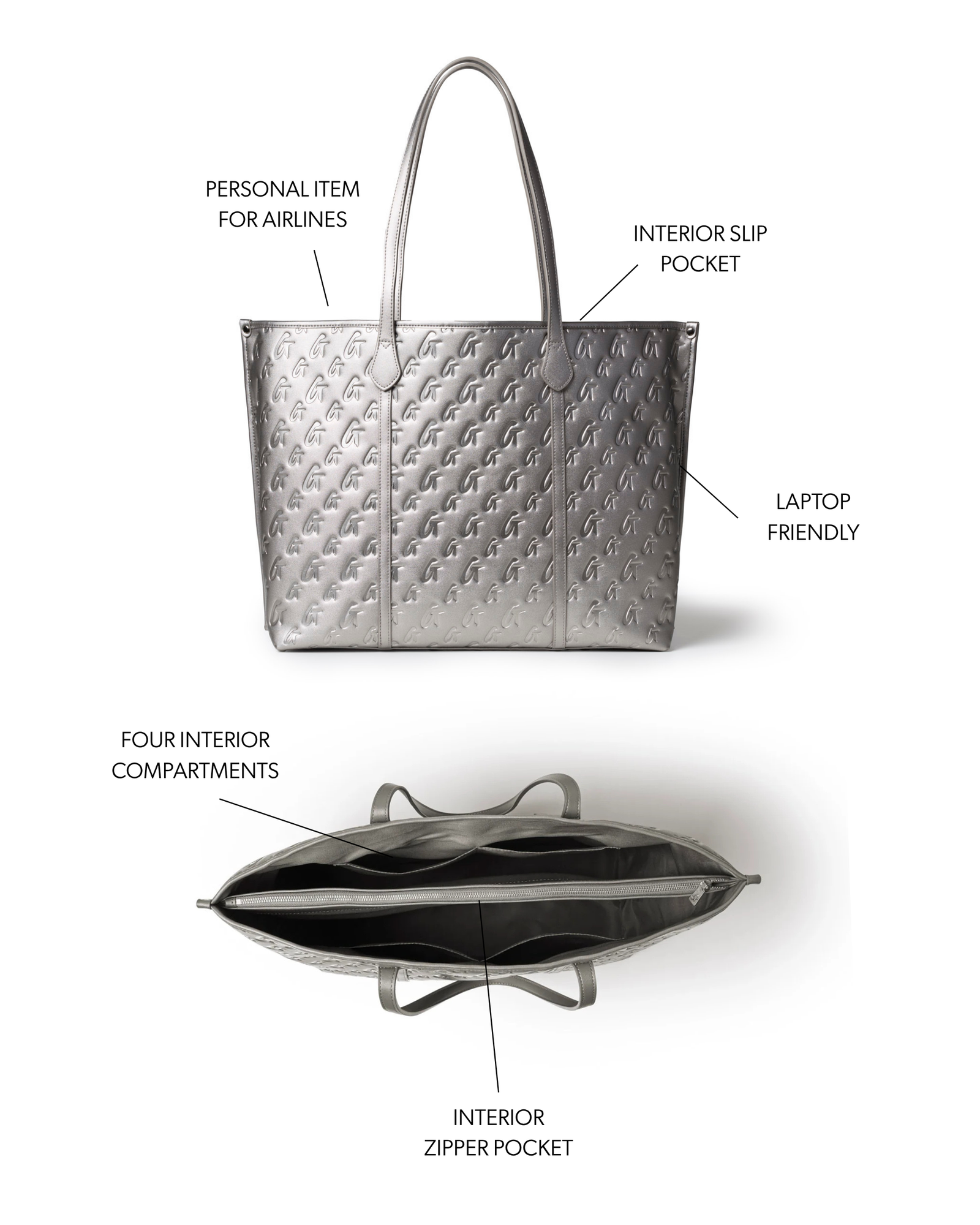 XL MONOGRAM SLEEK TOTE - PLATINUM