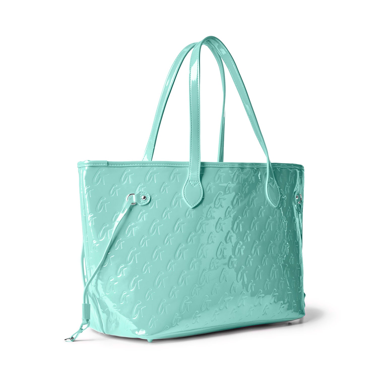MONOGRAM GLAM TOTE WITH WRISTLET - MIRROR TEAL