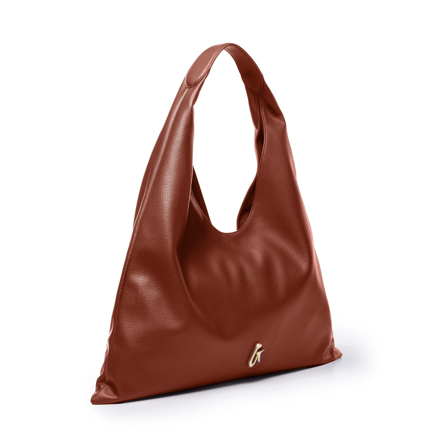 PEBBLE HOBO SHOULDER BAG - BROWN