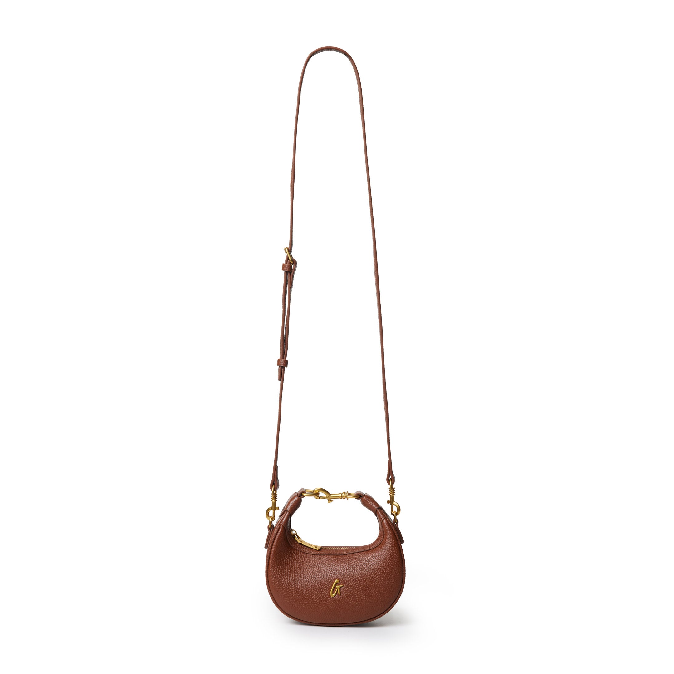 NANO PEBBLE HOBO BAG - BROWN
