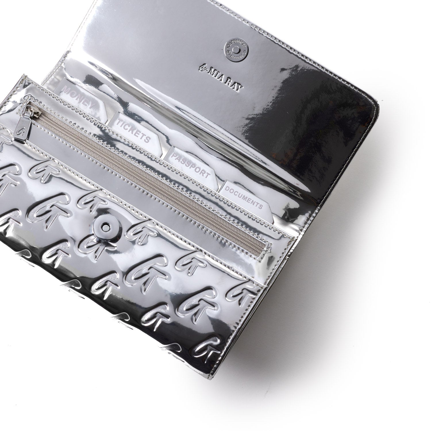 METALLIC MONOGRAM TRAVEL WALLET - METALLIC SILVER