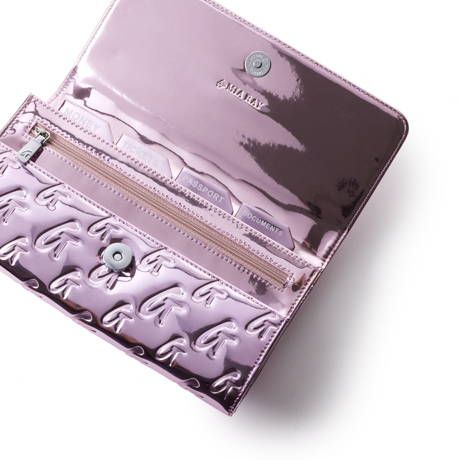METALLIC MONOGRAM TRAVEL WALLET - METALLIC PINK