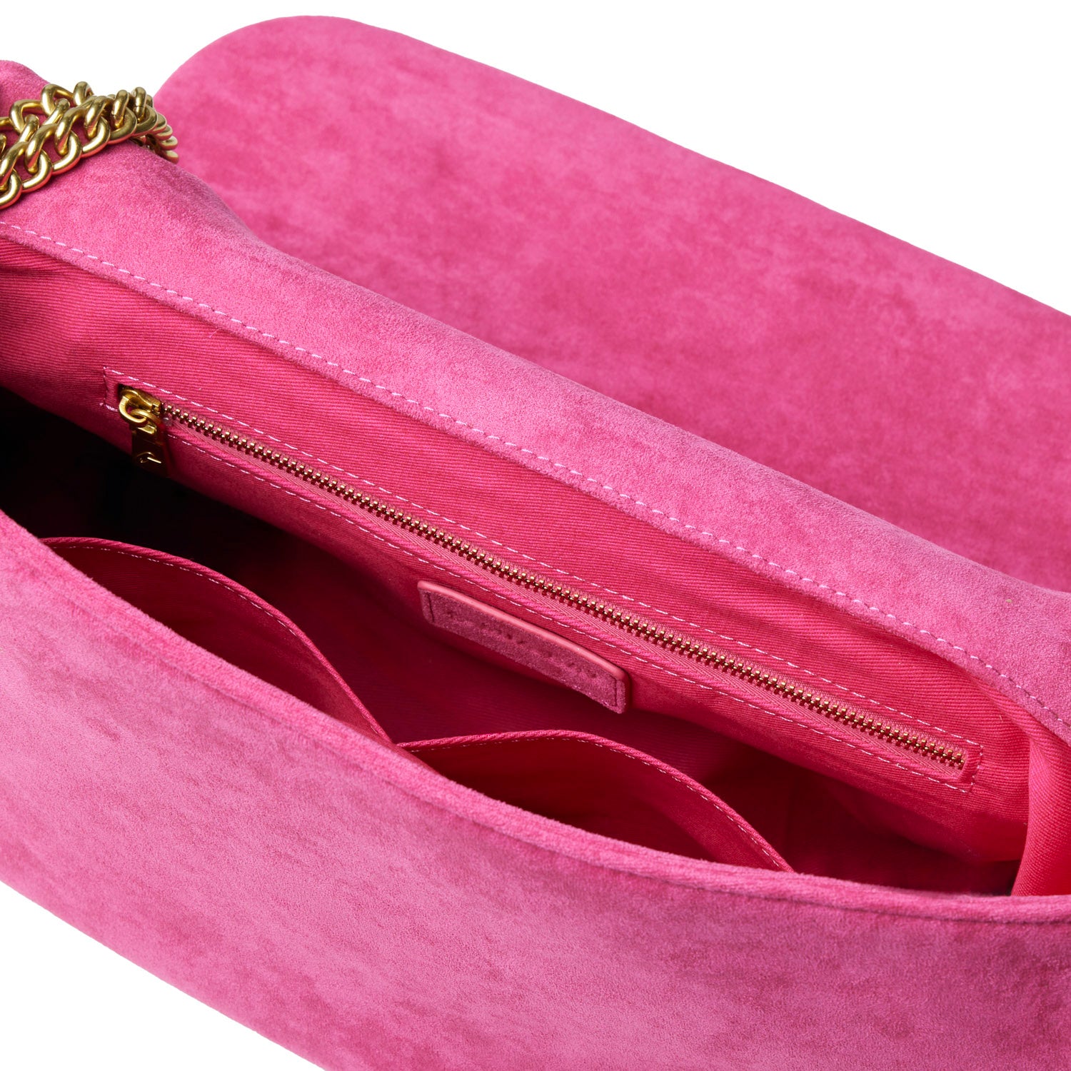 MEDIUM SUEDE FLAP BAG - HOT PINK