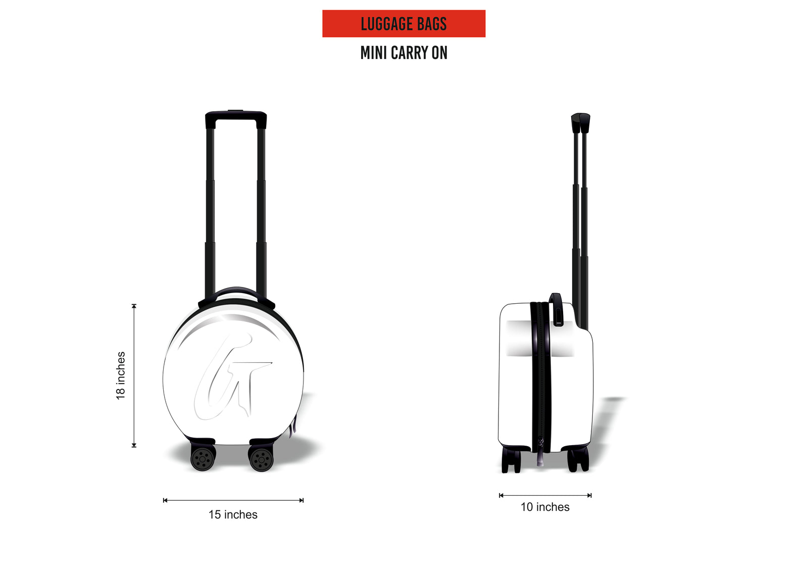 Mini Traveler Luggage in black, featuring a sleek design with a retractable handle and smooth-rolling wheels.