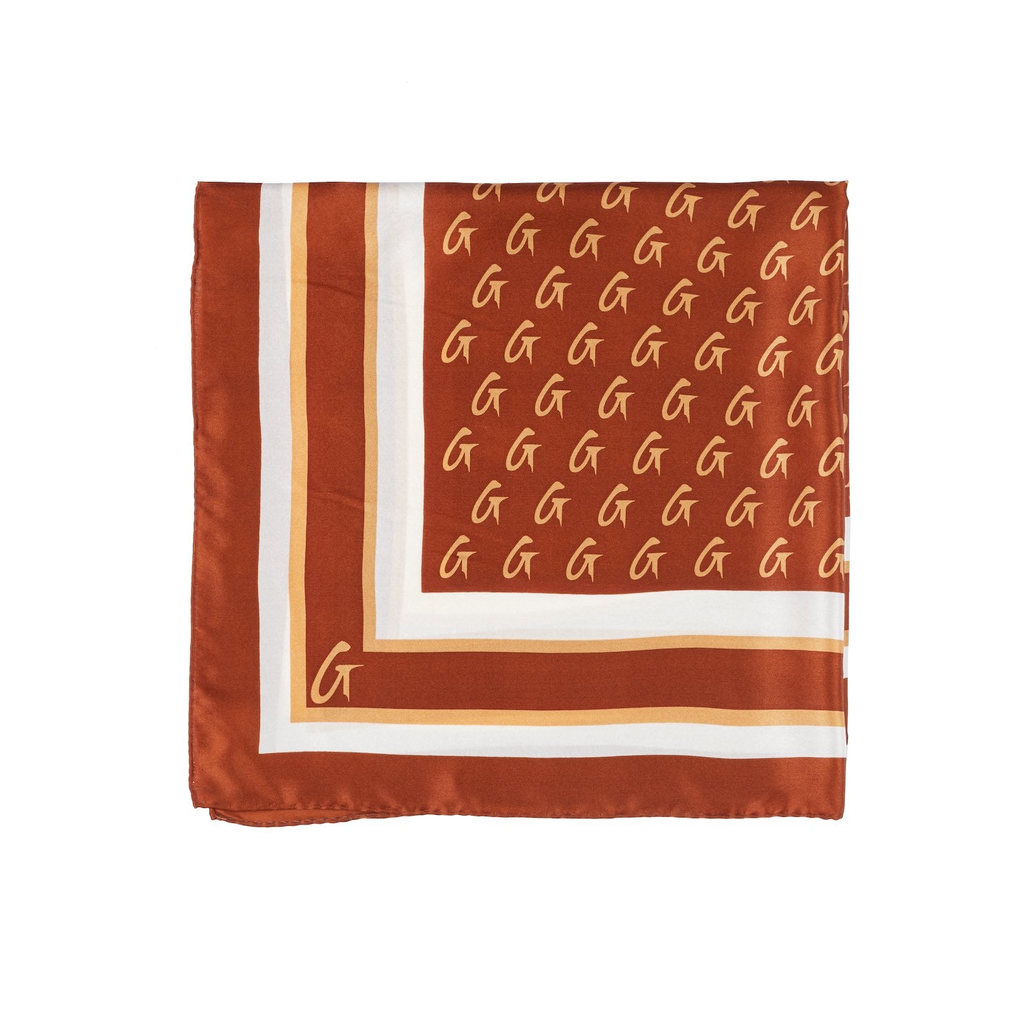 MEDIUM MONOGRAM SILK SCARF - BROWN