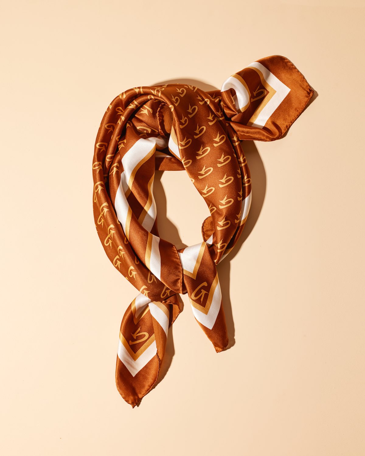 LARGE MONOGRAM SILK SCARF - BROWN