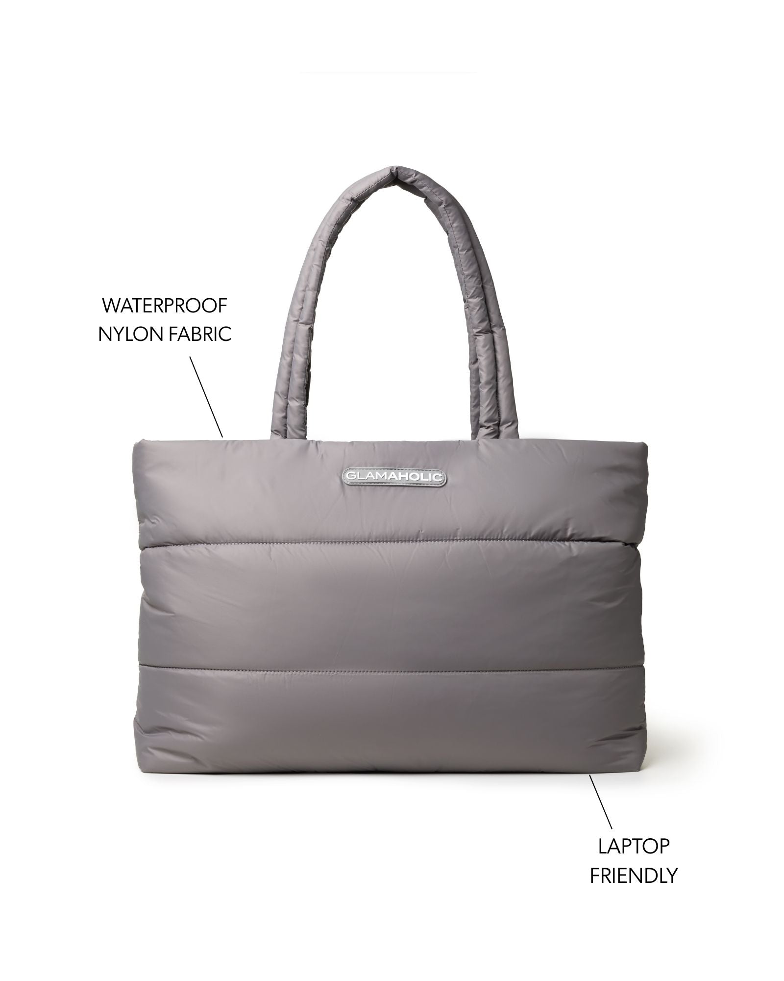 アクセサリー EYELETS NYLON TOTE BAG (GREY) 3060B Gray Athletic Nylon Tote | Spacious & Lightweight | Water