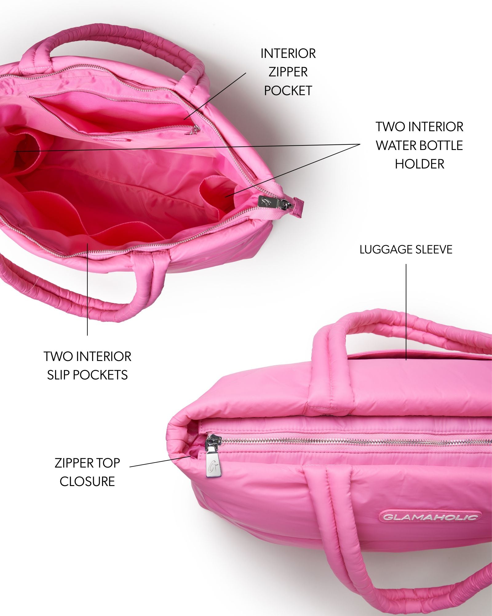 ATHLETIC NYLON TOTE - HOT PINK