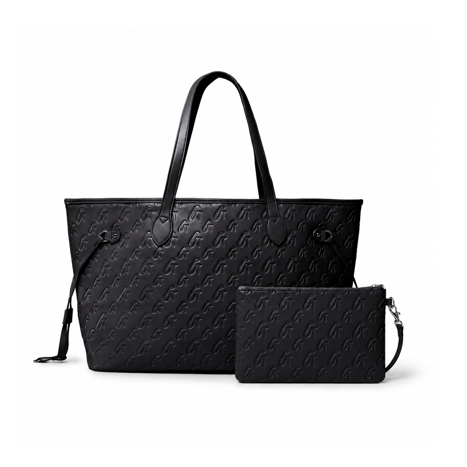 MONOGRAM GLAM TOTE WITH WRISTLET - BLACK BLACK