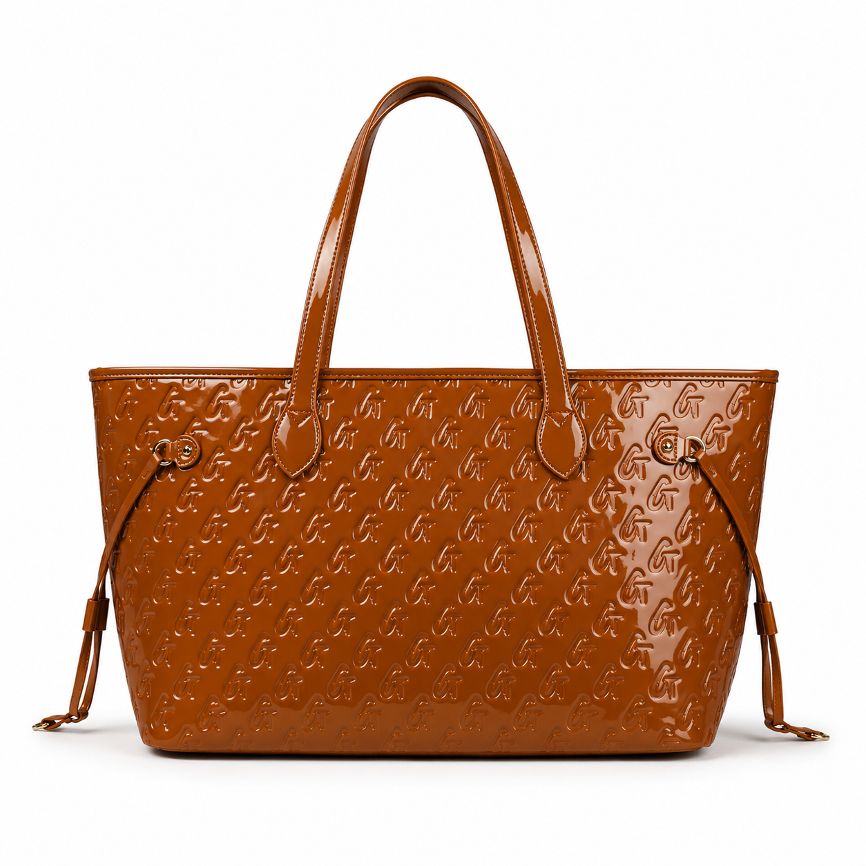 MONOGRAM GLAM TOTE WITH WRISTLET - MIRROR BROWN