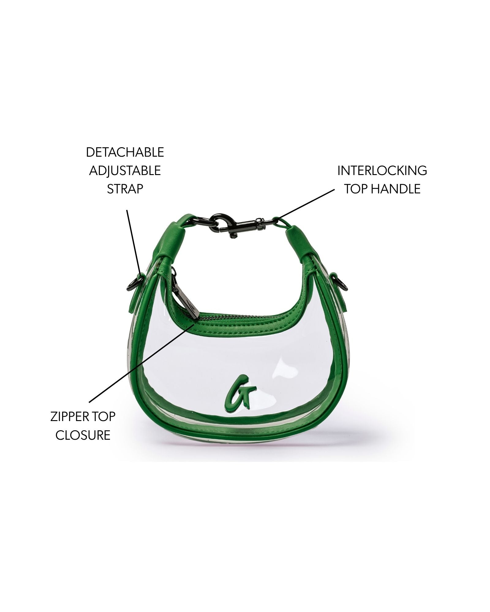 Nano Clear Hobo Bag | Green | Mini PVC Handbag for Stylish