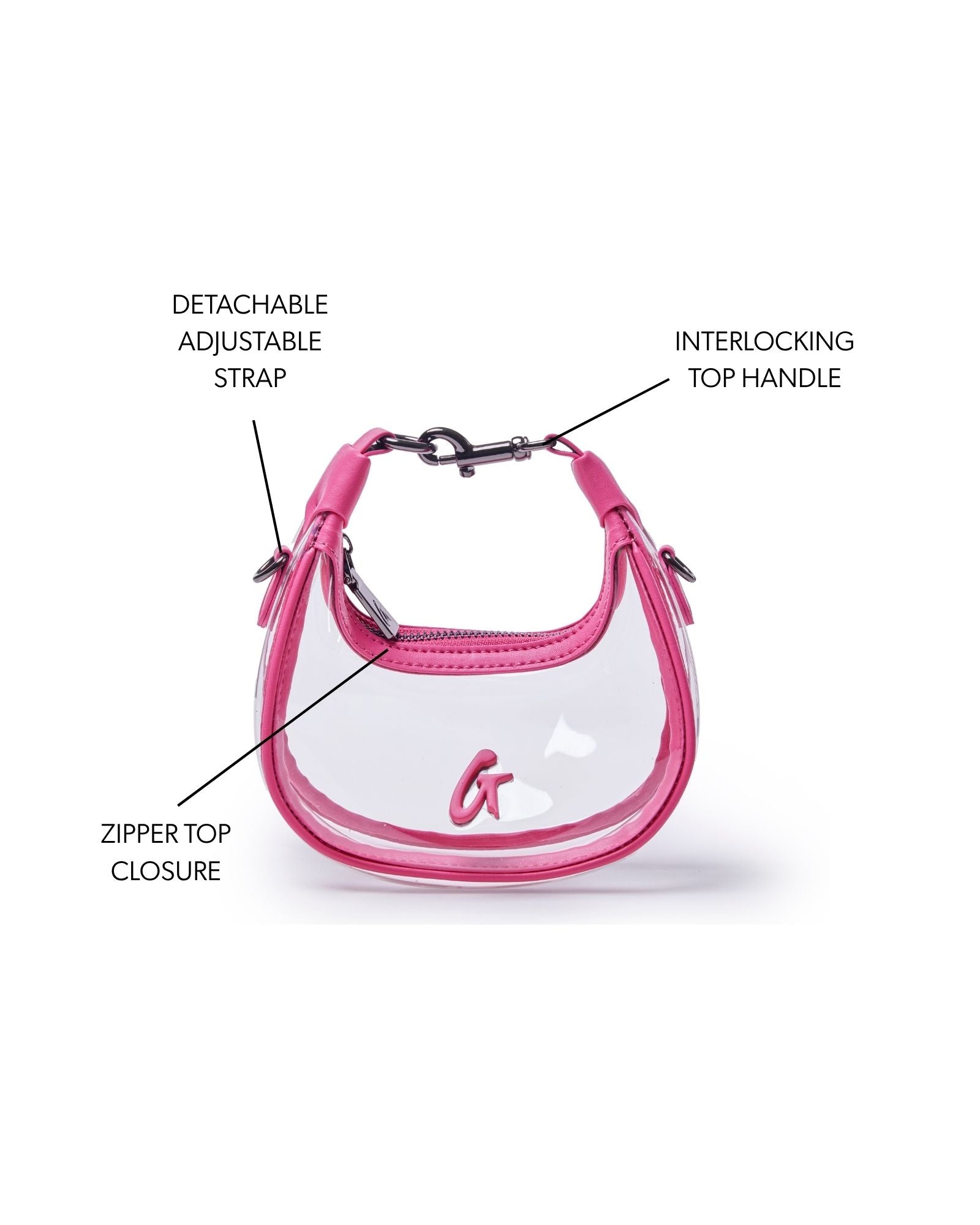 Nano Clear Hobo Bag | Hot Pink | Stylish & Durable PVC Mini Bag
