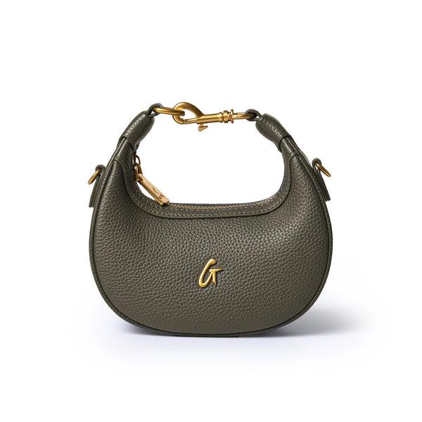 Nano Pebble Hobo Bag | Olive Green | Vegan Leather | Classic