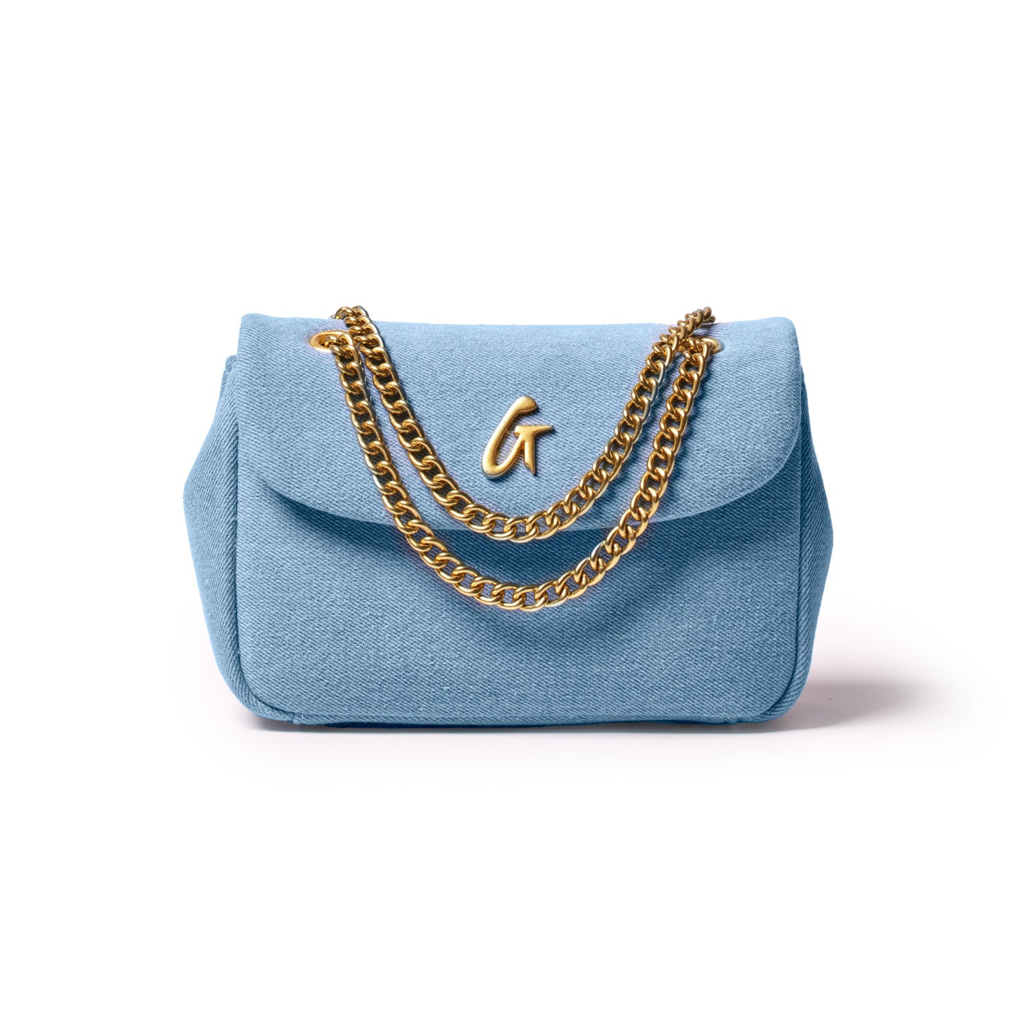 DENIM MINI CLASSIC FLAP BAG-GOLD