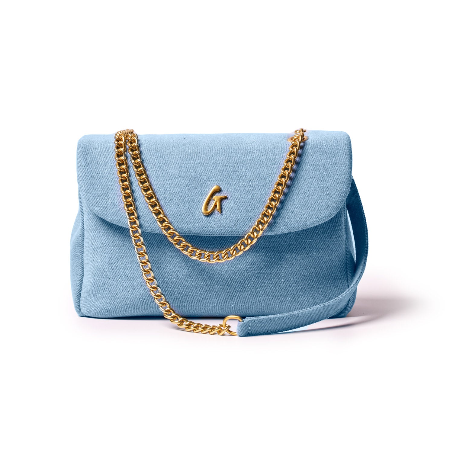 DENIM MEDIUM CLASSIC FLAP BAG-GOLD