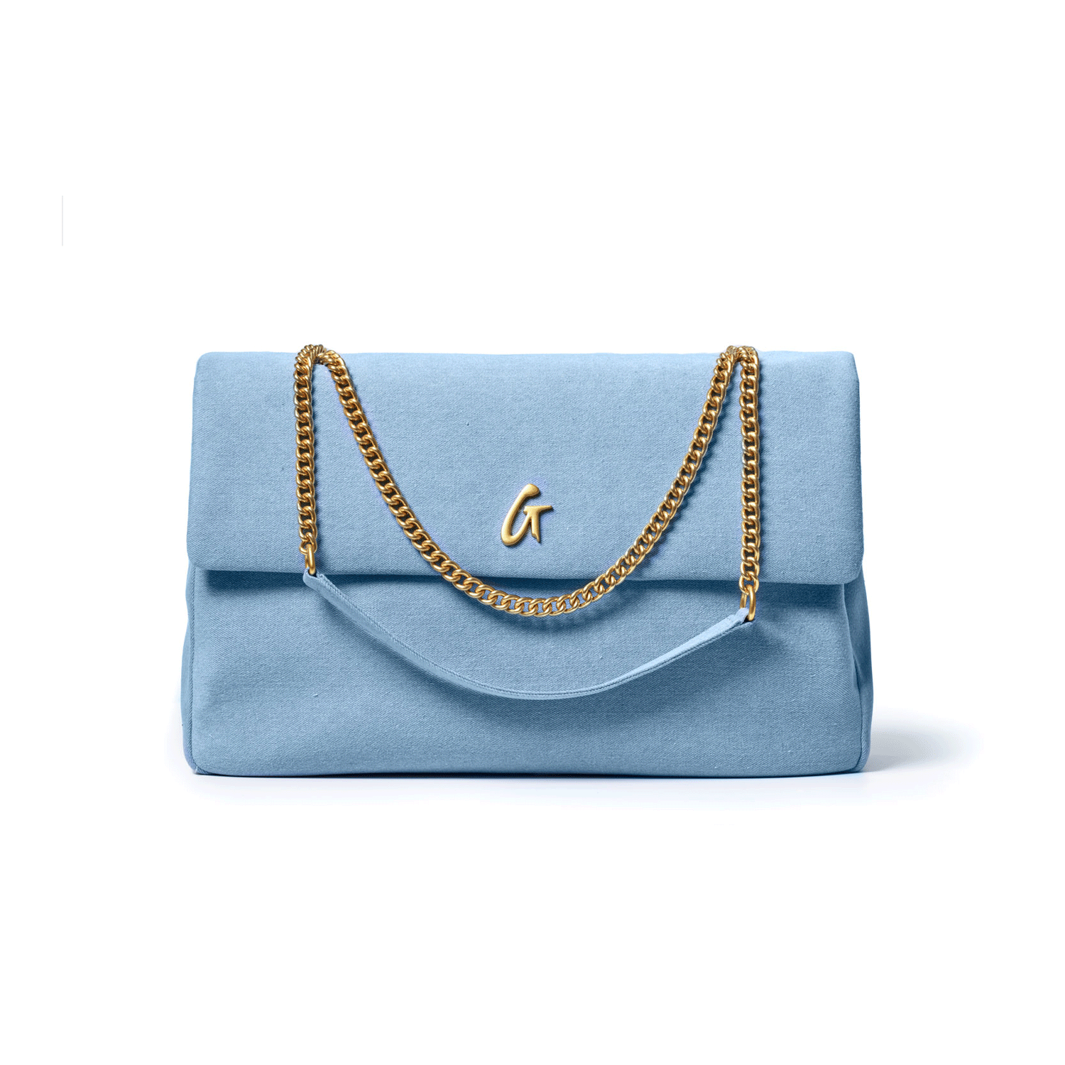 DENIM LARGE CLASSIC FLAP BAG-GOLD