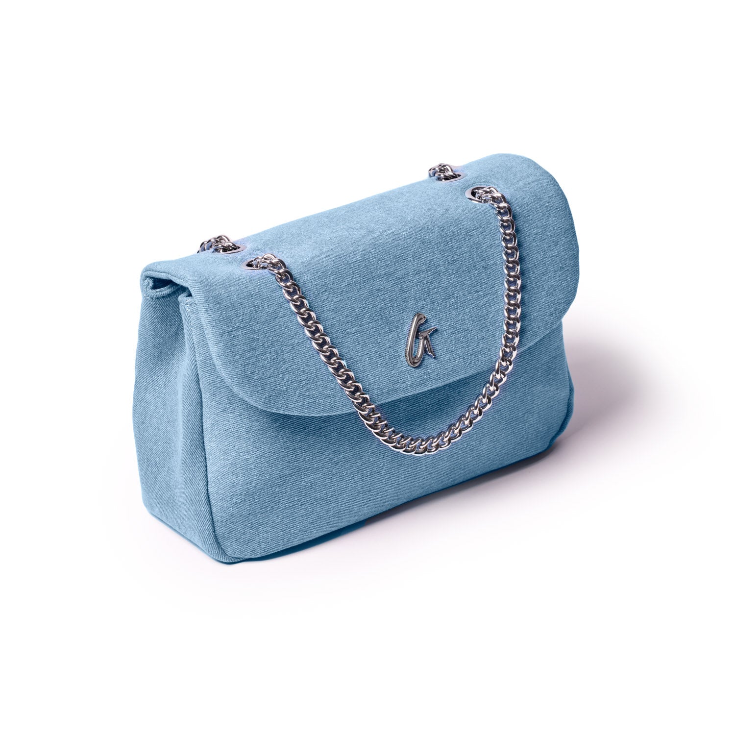 MEDIUM DENIM SILVER FLAP BAG