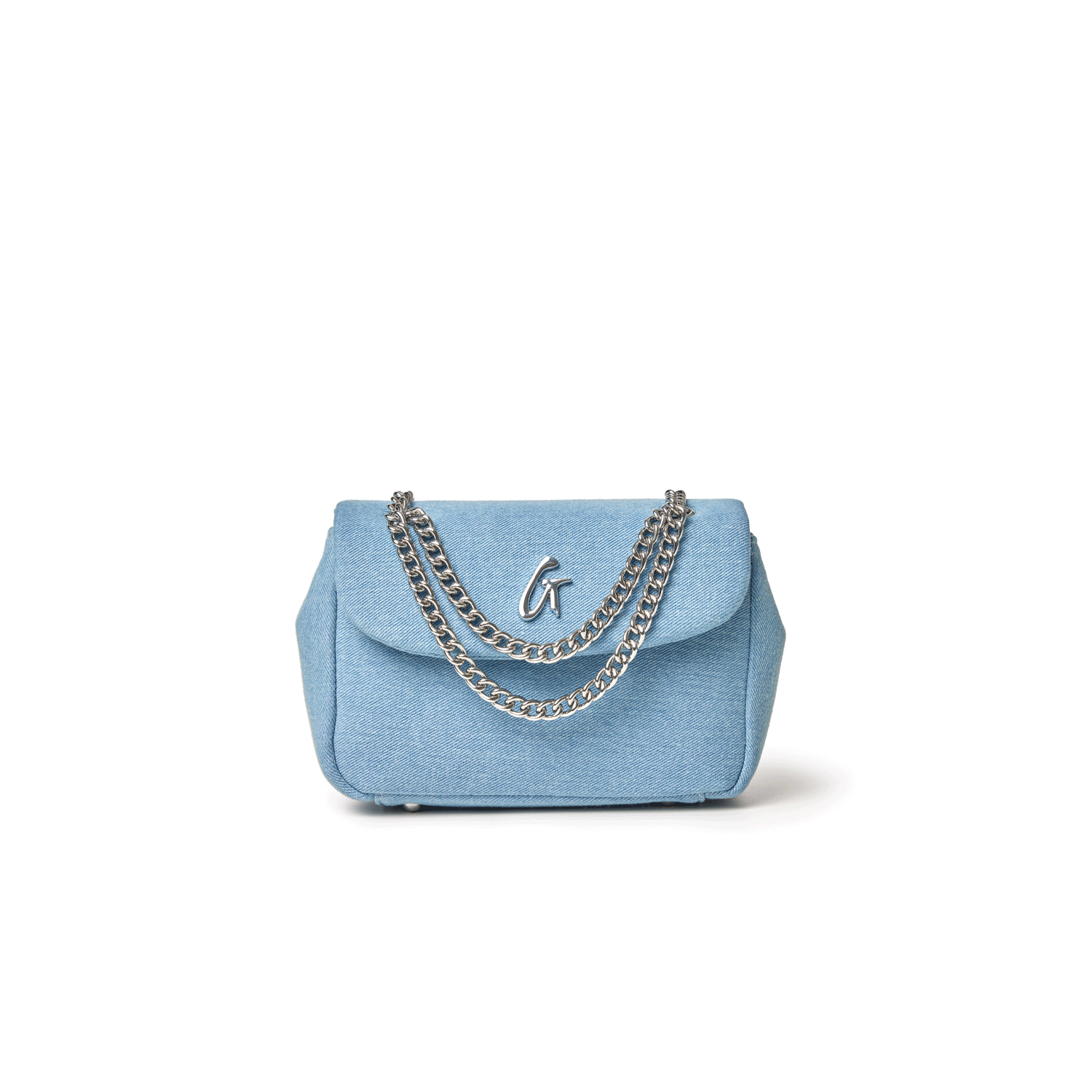 DENIM MINI CLASSIC FLAP BAG-SILVER