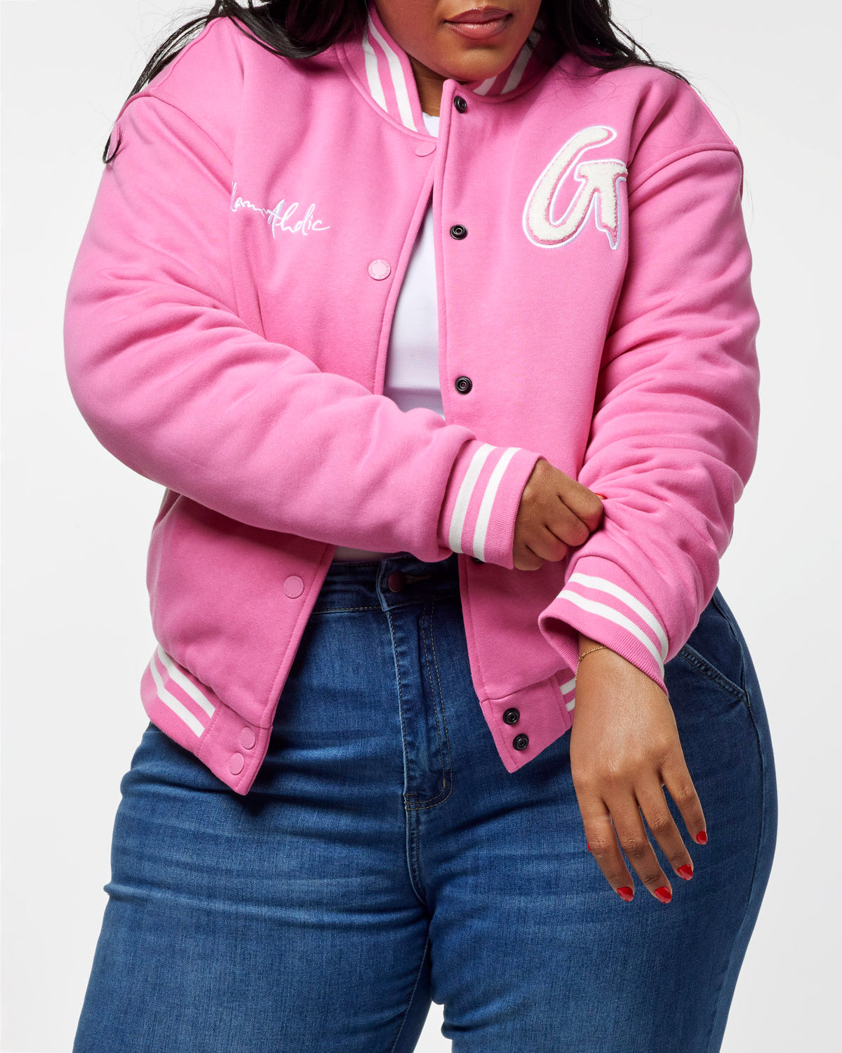 ESSENTIAL VARSITY JACKET - HOT PINK