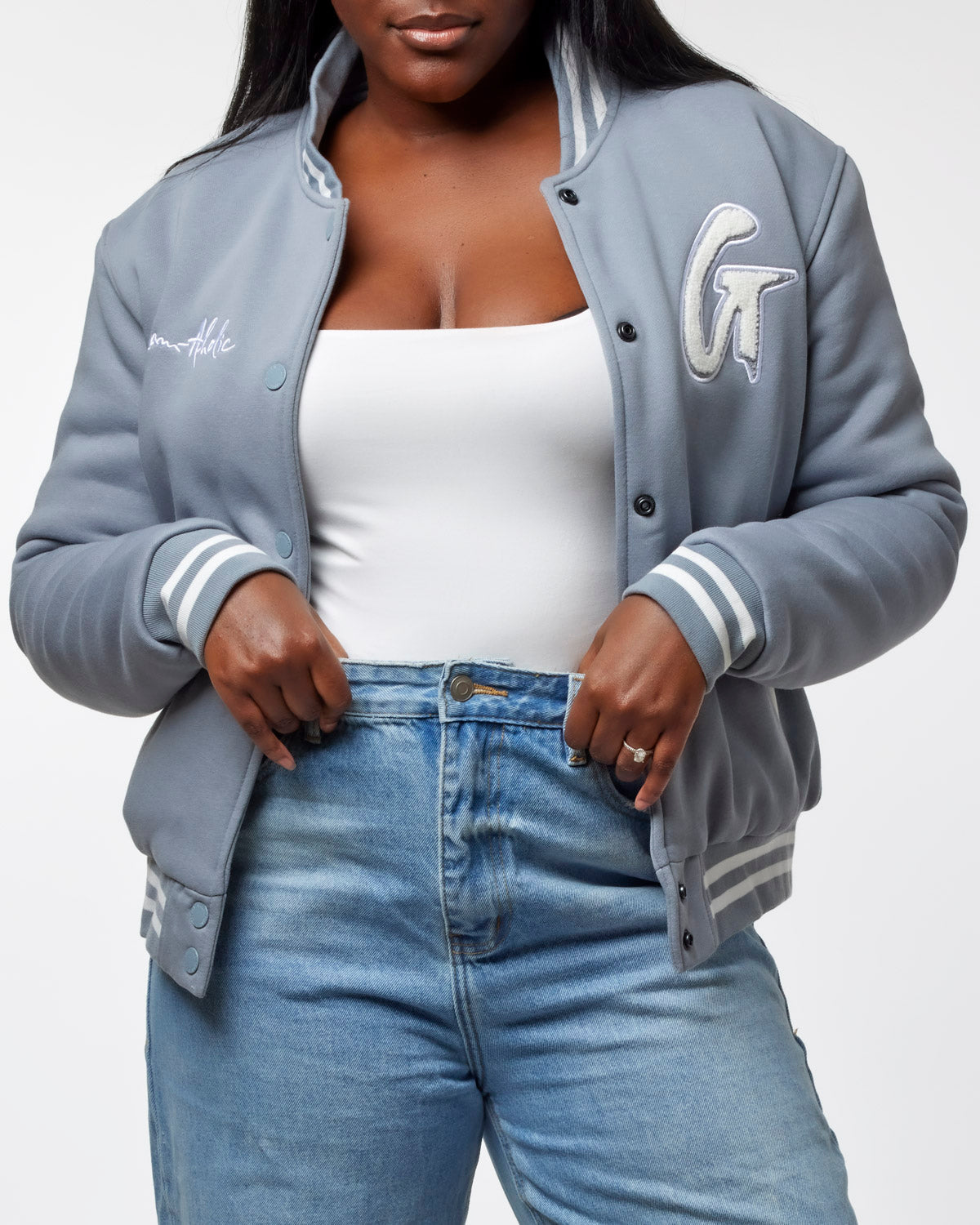 Luxury Varsity Jacket with Chenille Monogram G | Glam-Aholic Lifestyle
