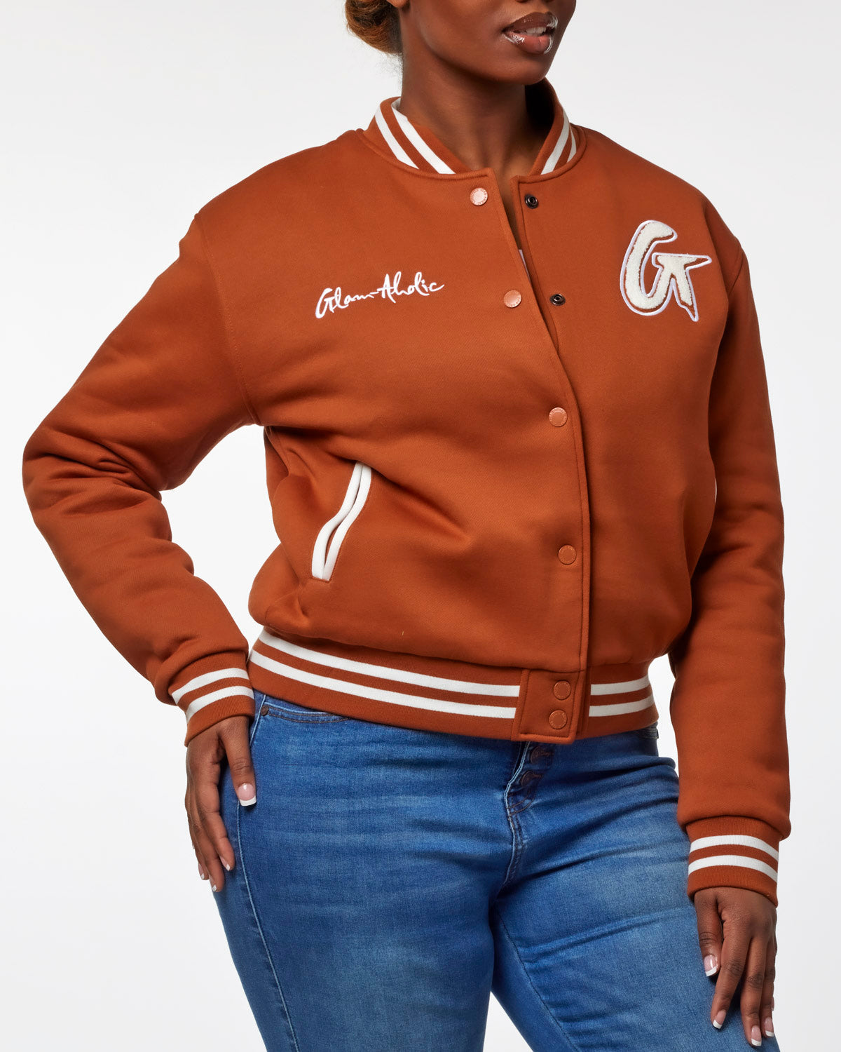 Affordable Luxury Varsity Jacket - Chic Monogram Design - Glam