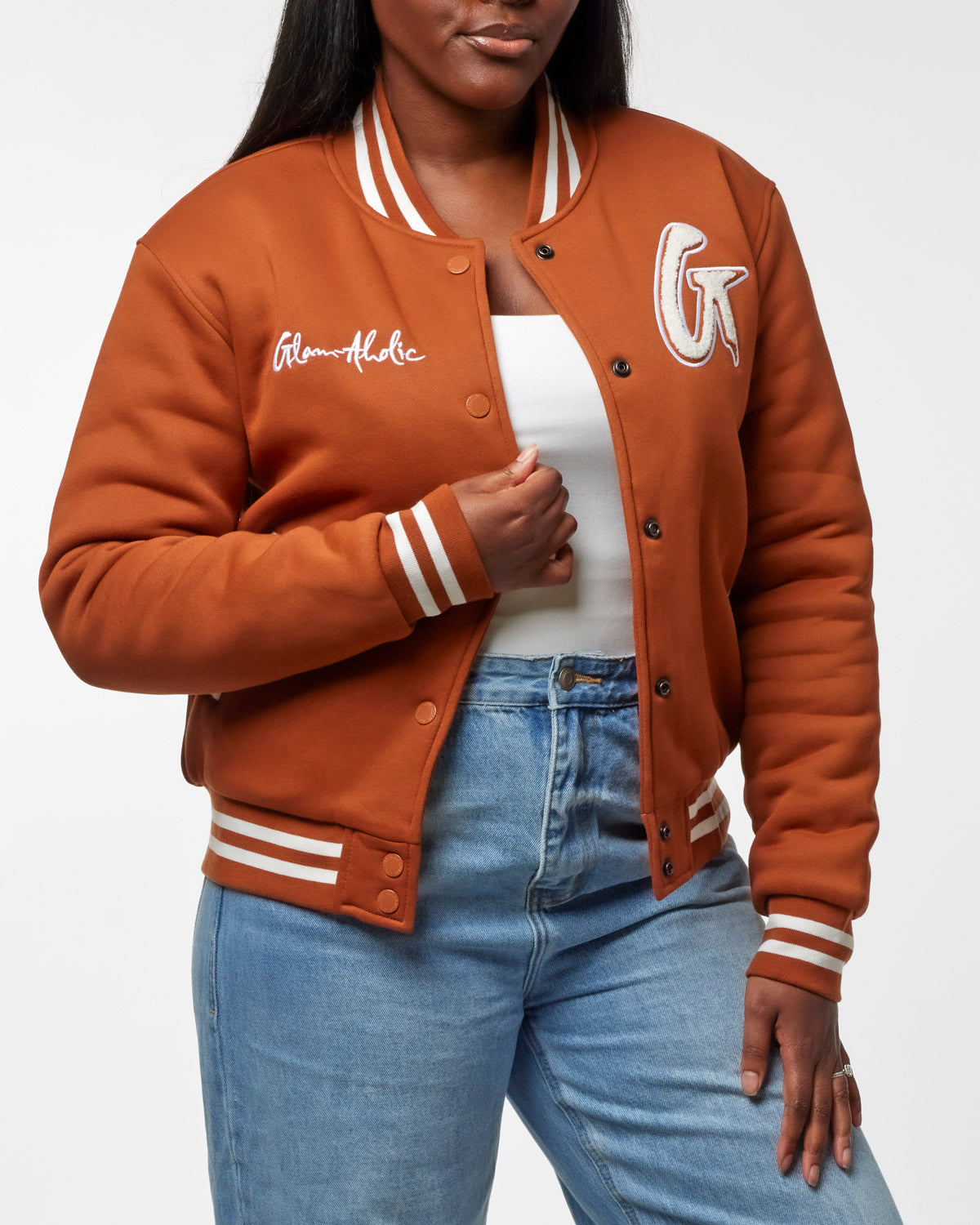 Affordable Luxury Varsity Jacket - Chic Monogram Design - Glam