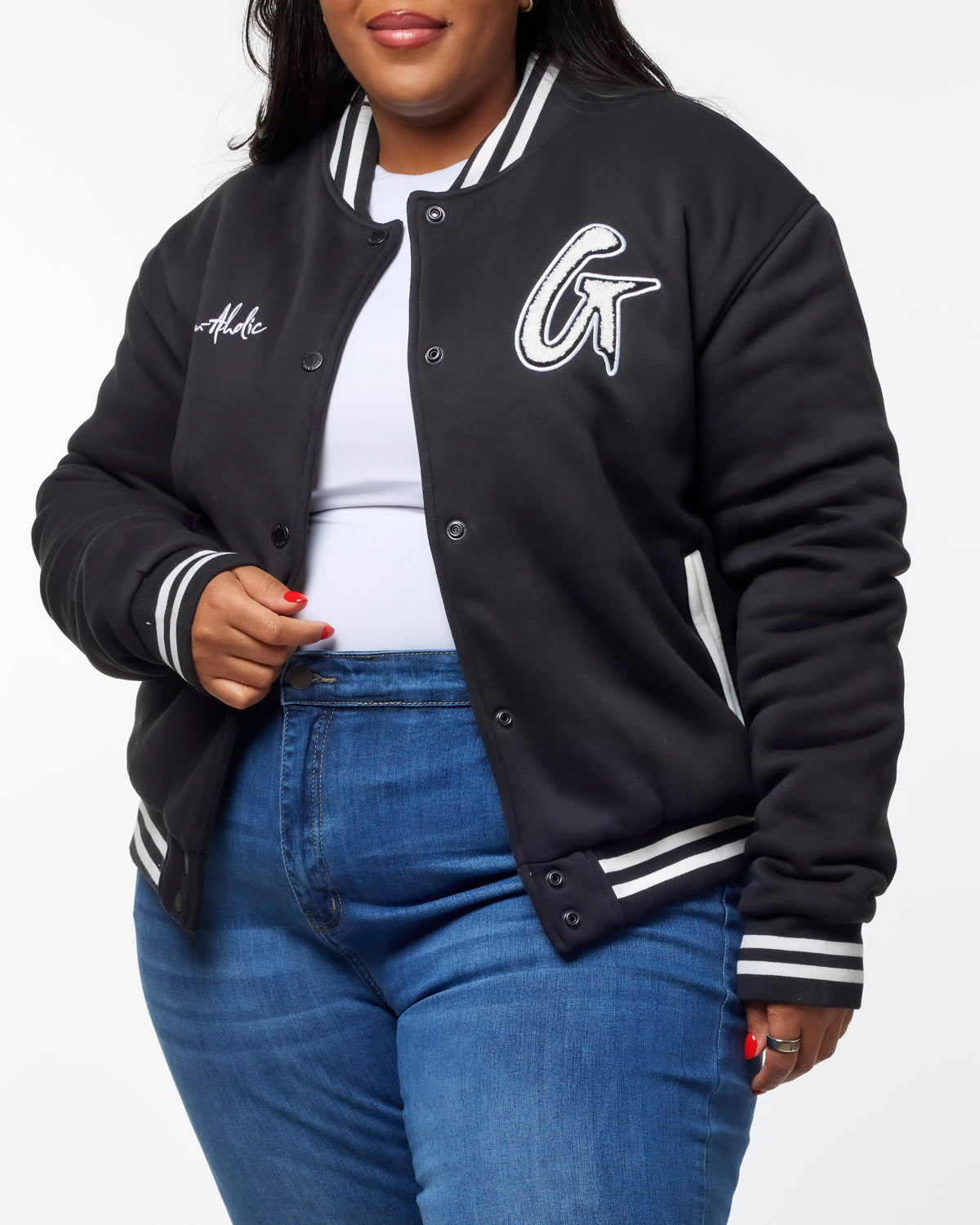 Glam-Aholic Essential Varsity Jacket - Luxe Chenille Monogram Bomber