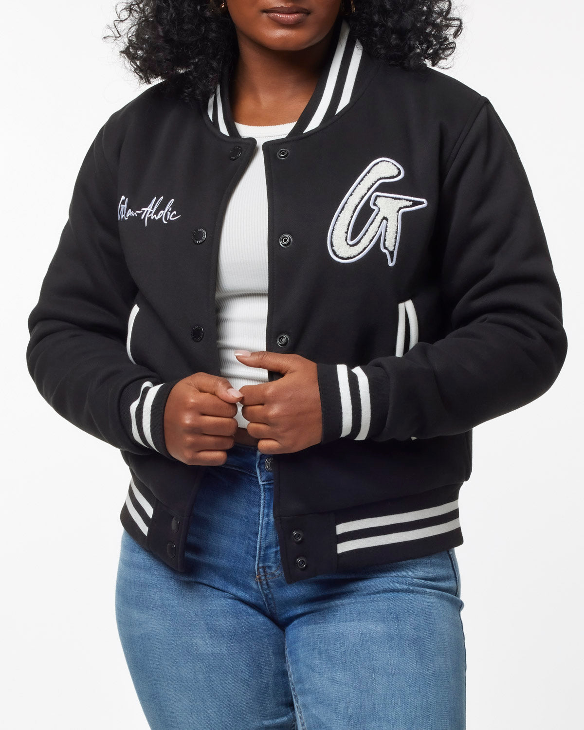 Glam-Aholic Essential Varsity Jacket - Luxe Chenille Monogram Bomber