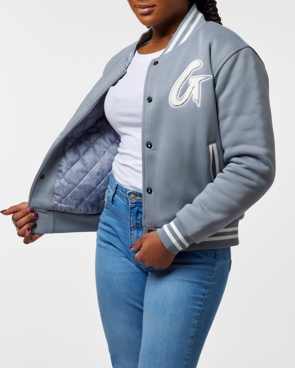ESSENTIAL VARSITY JACKET - GRAY