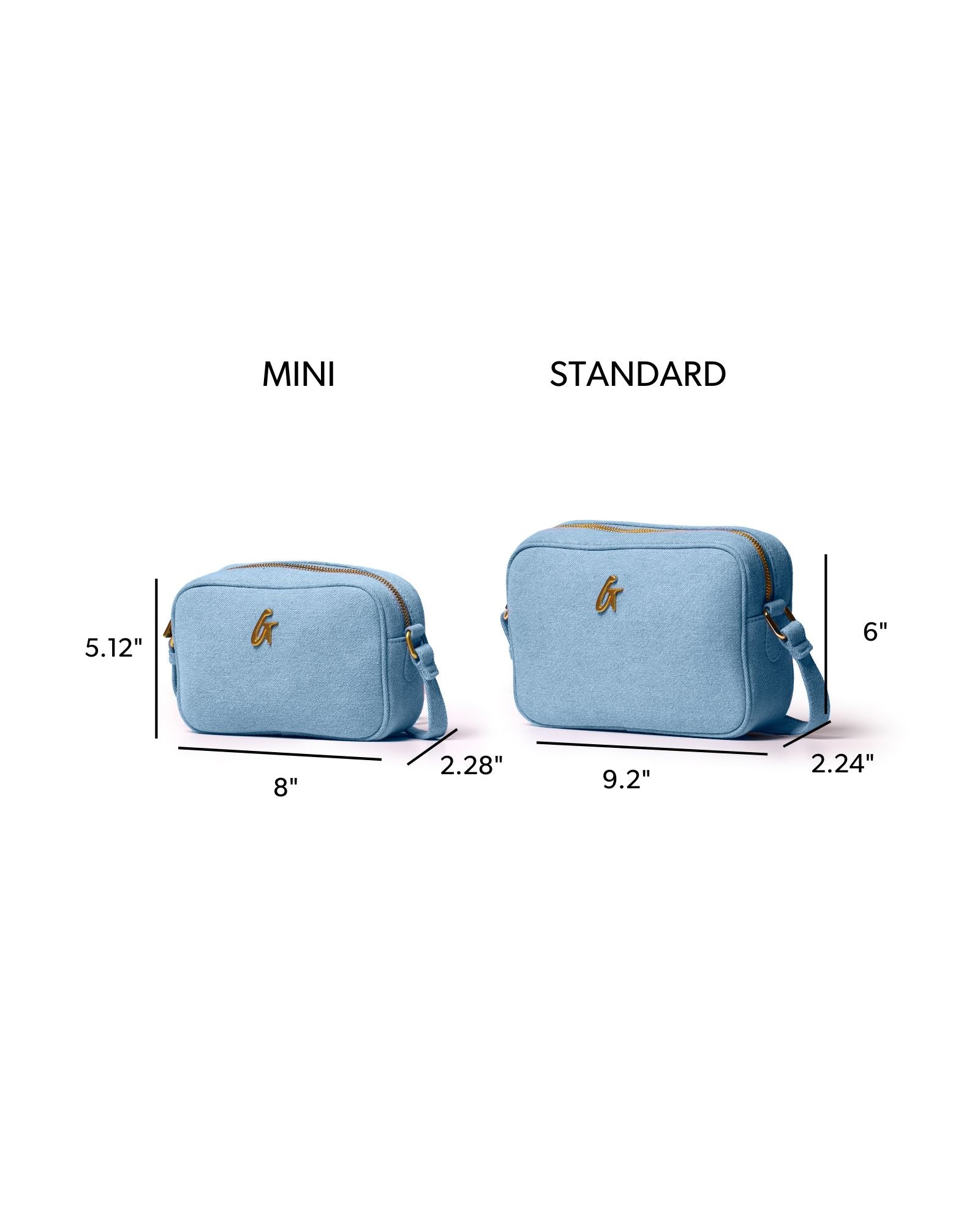 MINI DENIM GOLD CAMERA BAG