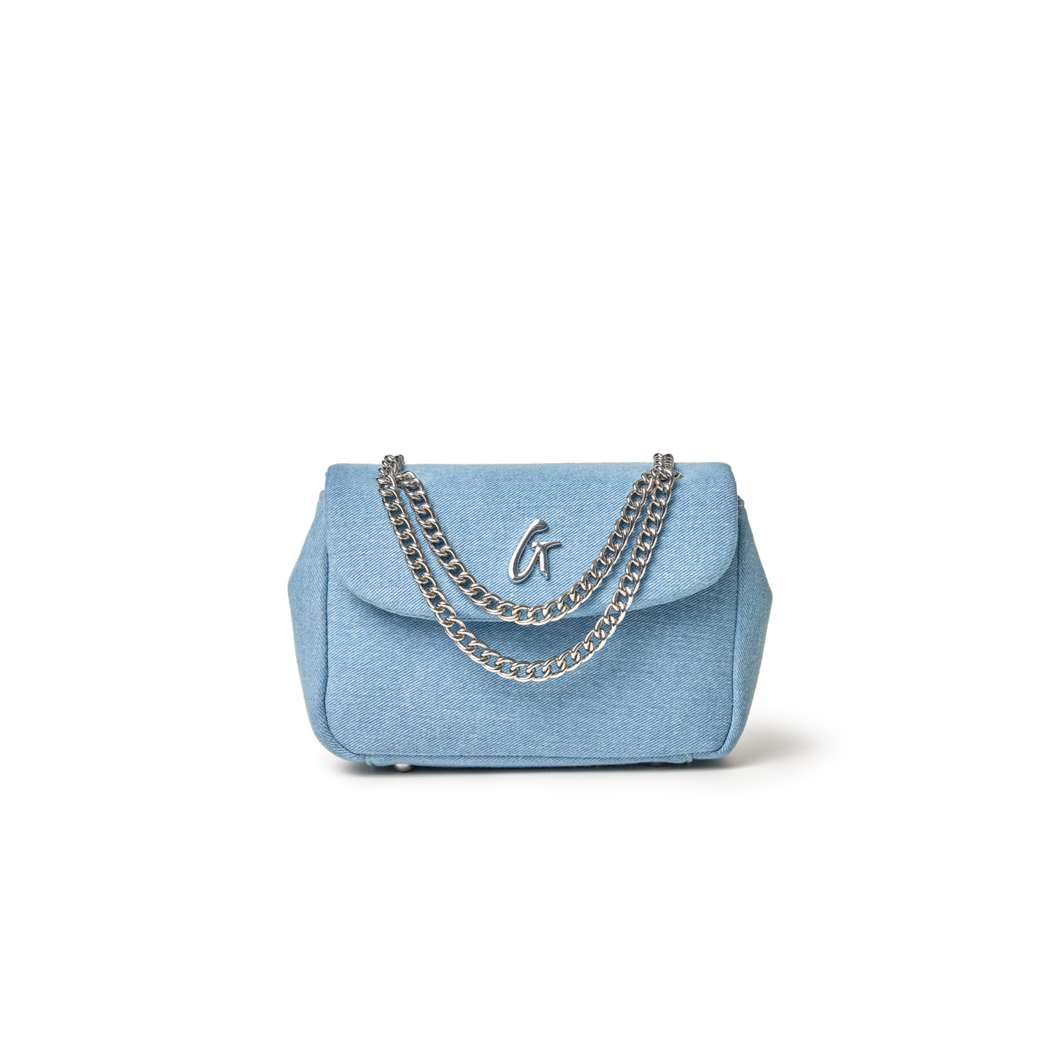 MINI DENIM SILVER FLAP BAG