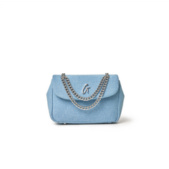 DENIM MINI CLASSIC FLAP BAG-SILVER