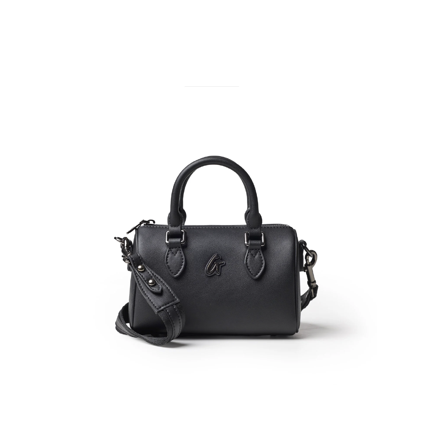 Black Nano Standard Gal Boston Bag featuring a structured design, top handles, and a detachable shoulder strap.