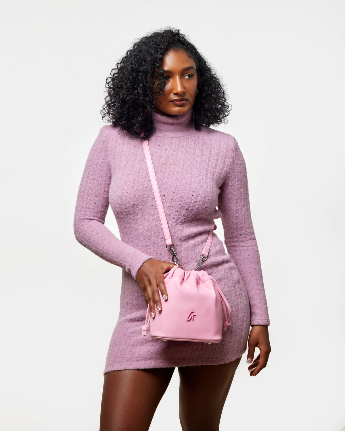 MINI DRAWSTRING BUCKET BAG - SOFT PINK