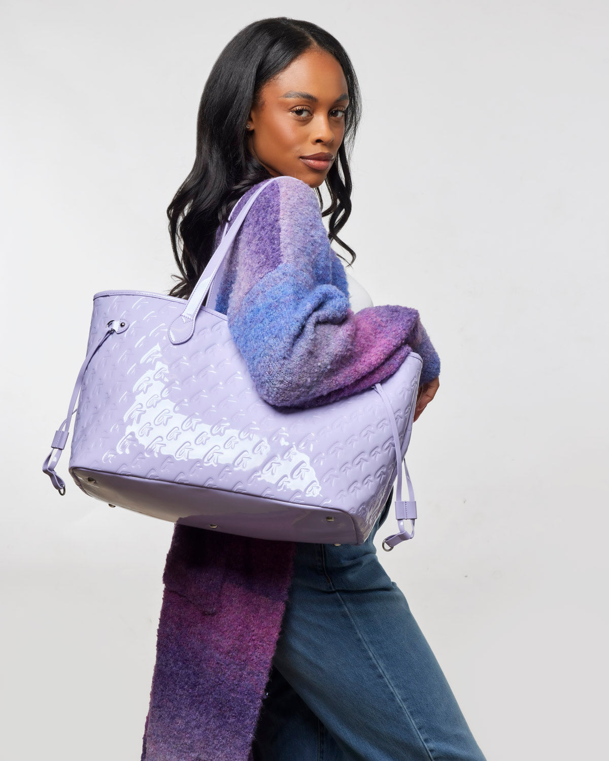 MONOGRAM GLAM TOTE WITH WRISTLET - MIRROR LAVENDER