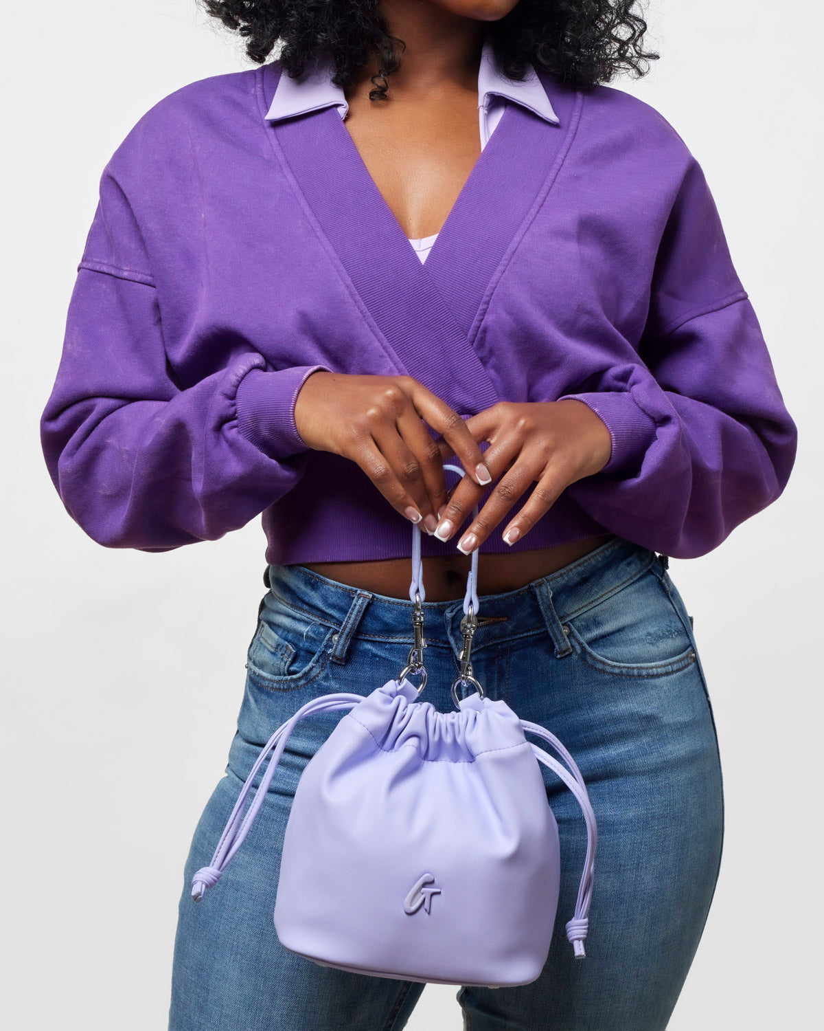 MINI DRAWSTRING BUCKET BAG - LAVENDER