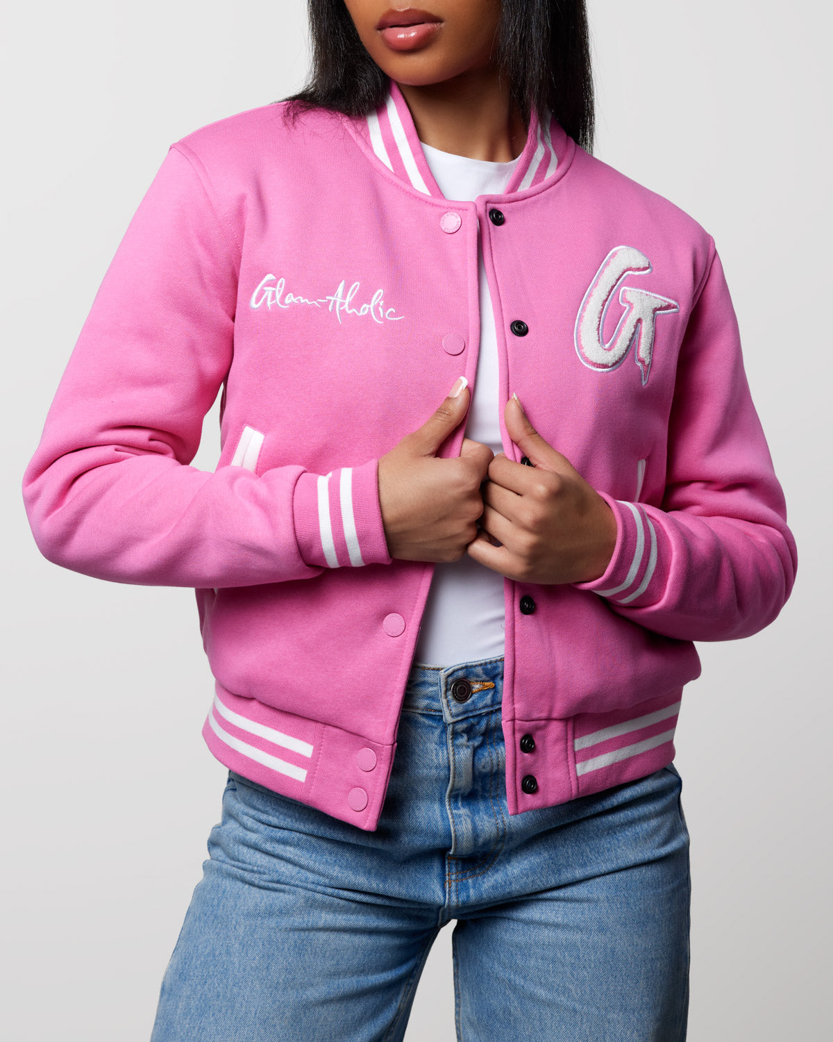 ESSENTIAL VARSITY JACKET - HOT PINK