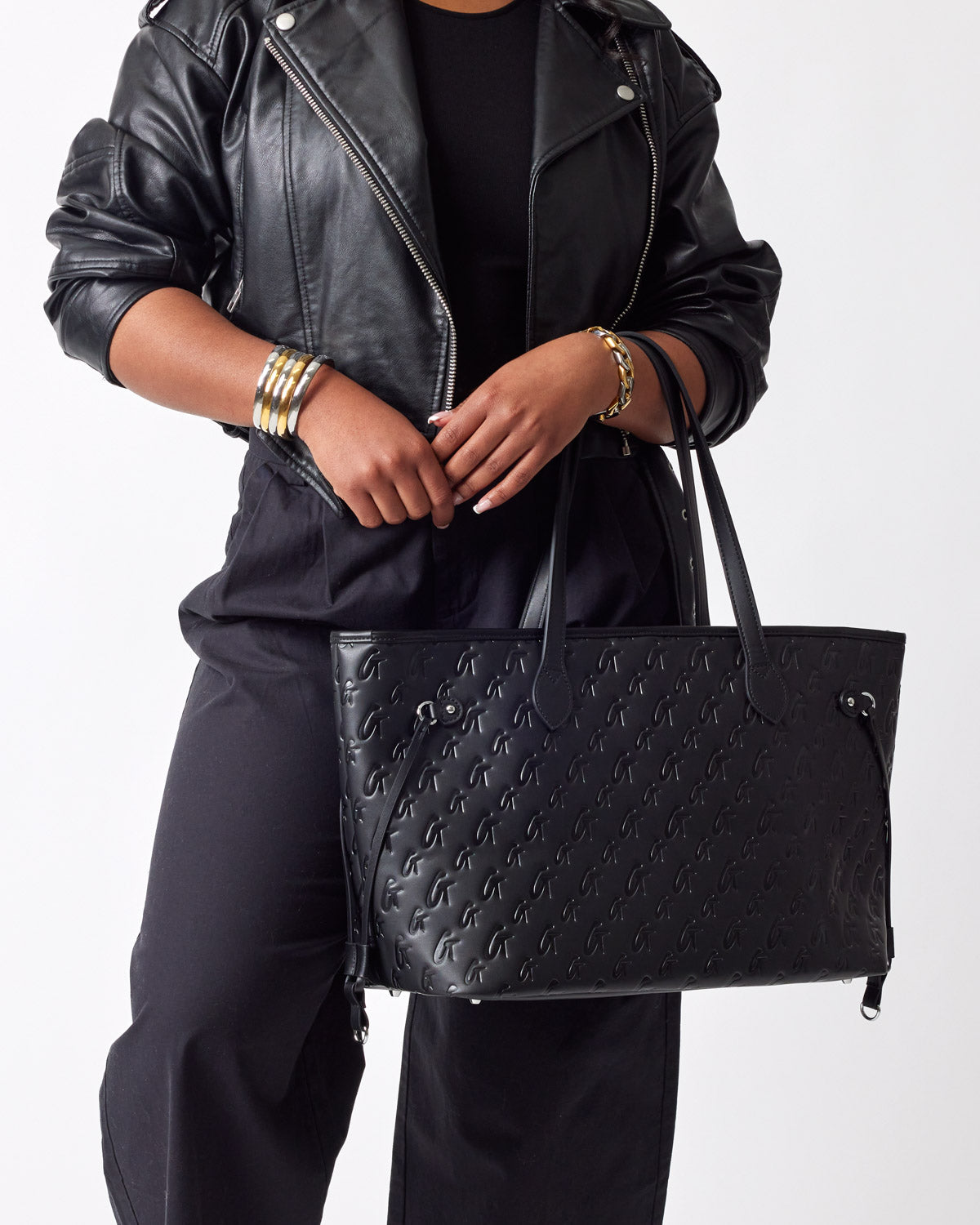 MONOGRAM GLAM TOTE - BLACK BLACK