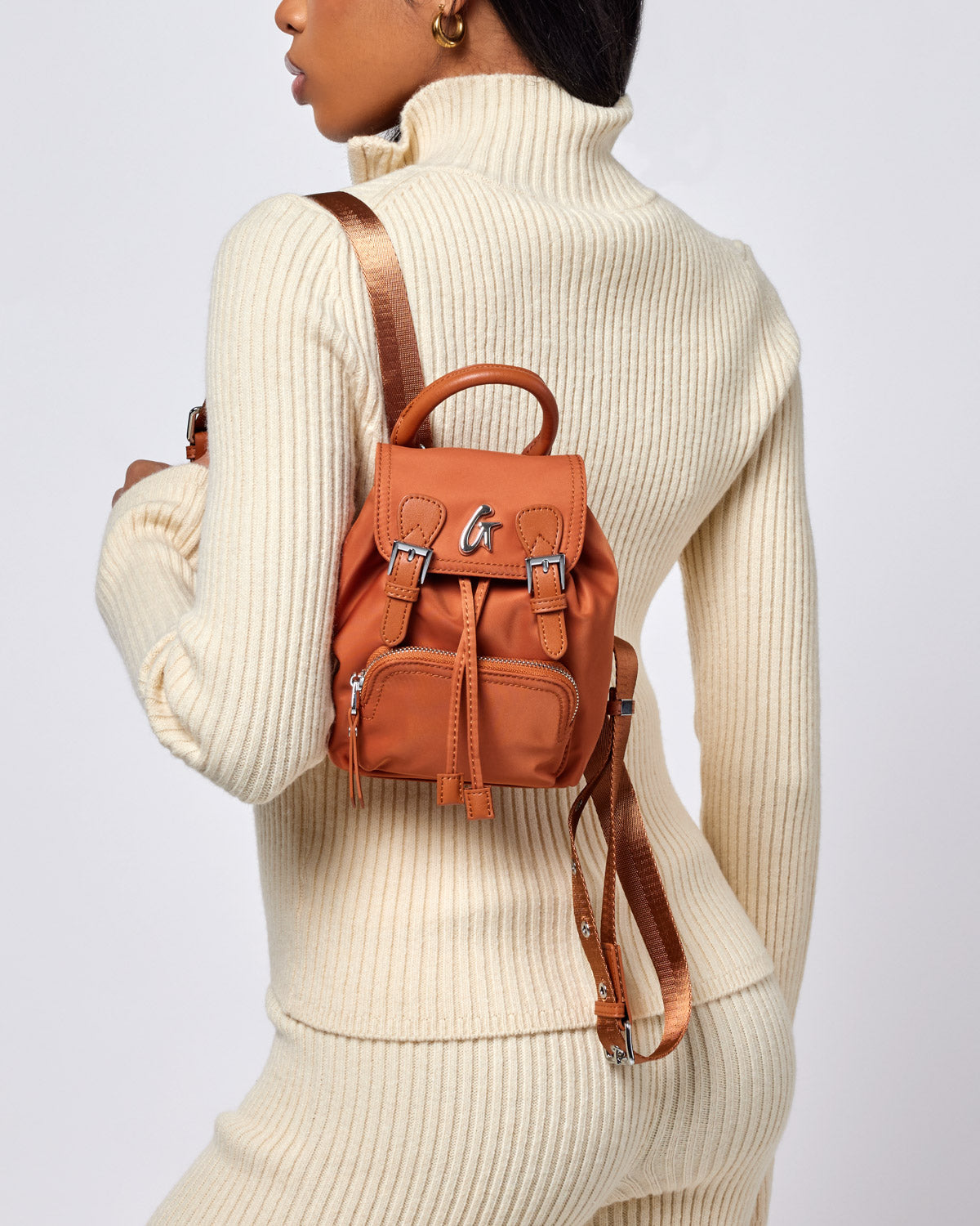 MINI NYLON BACKPACK - BROWN