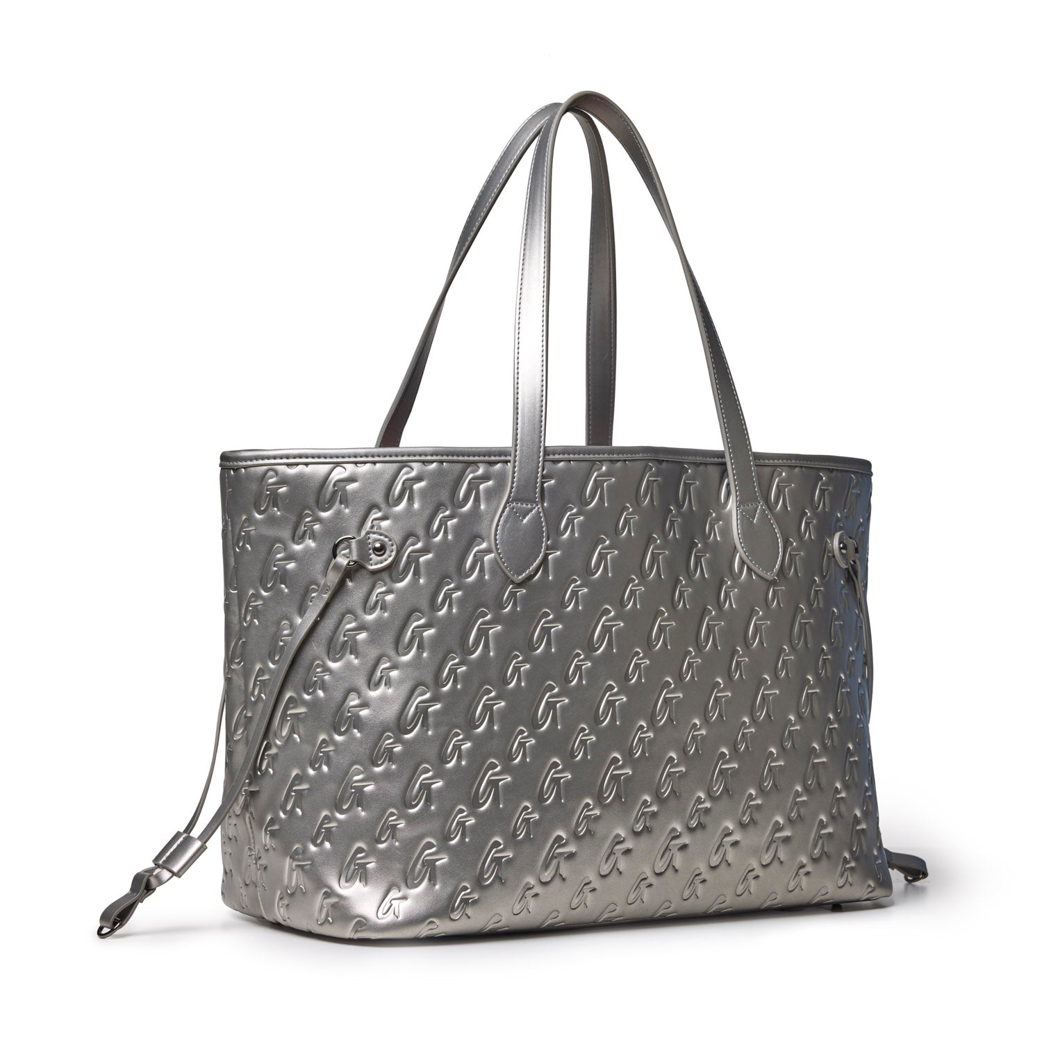 MONOGRAM GLAM TOTE WITH WRISTLET - PLATINUM
