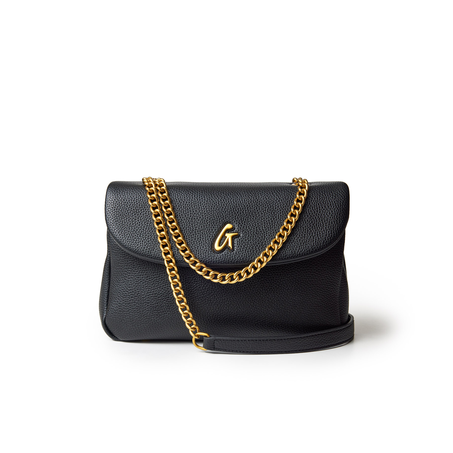 MEDIUM PEBBLE FLAP BAG - BLACK