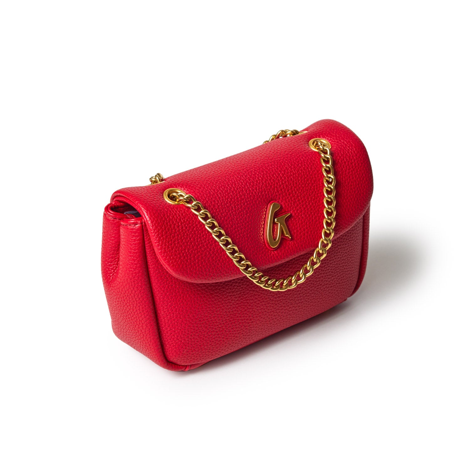 Red purse with gold chain on sale