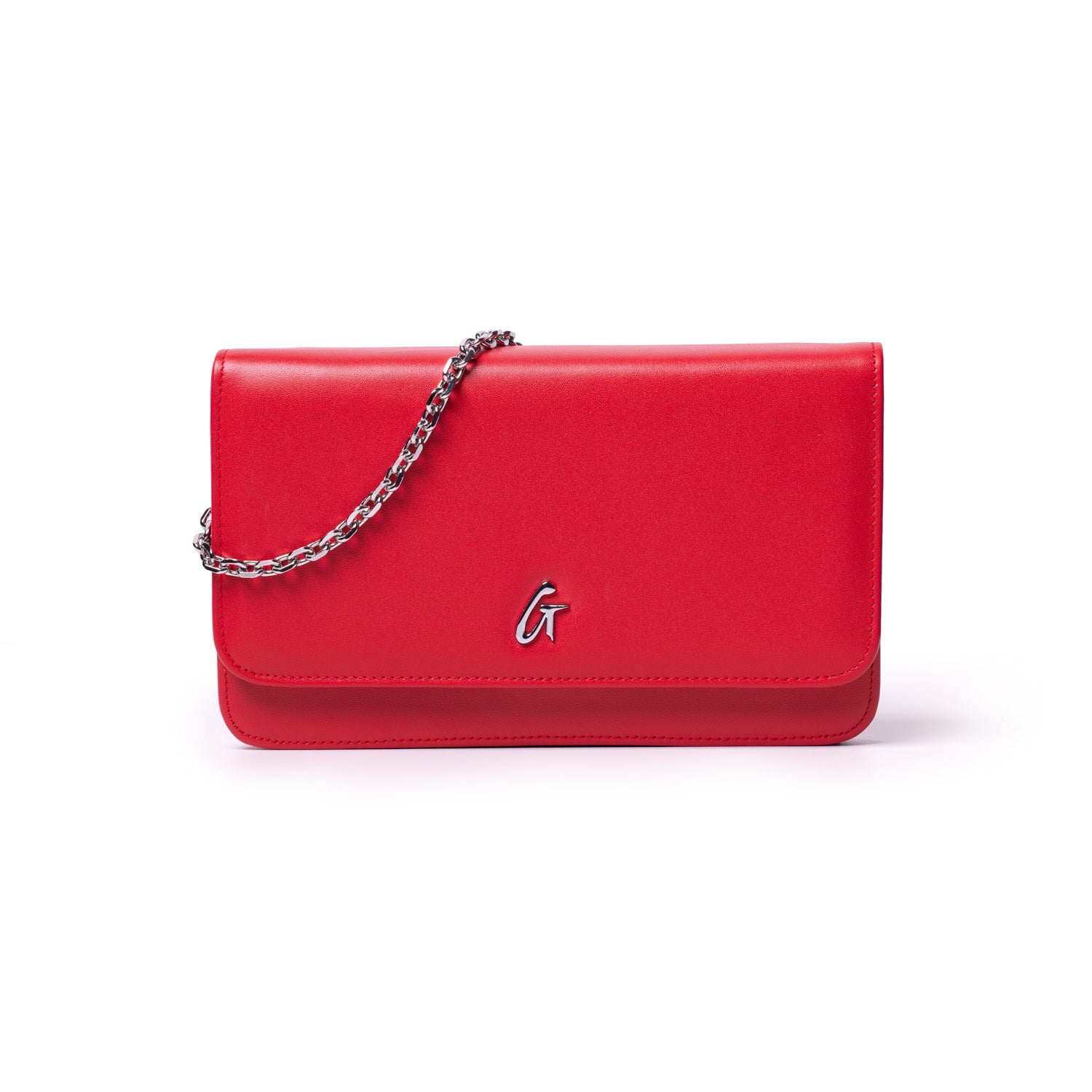 RED STANDARD WALLET ON CHAIN-SILVER
