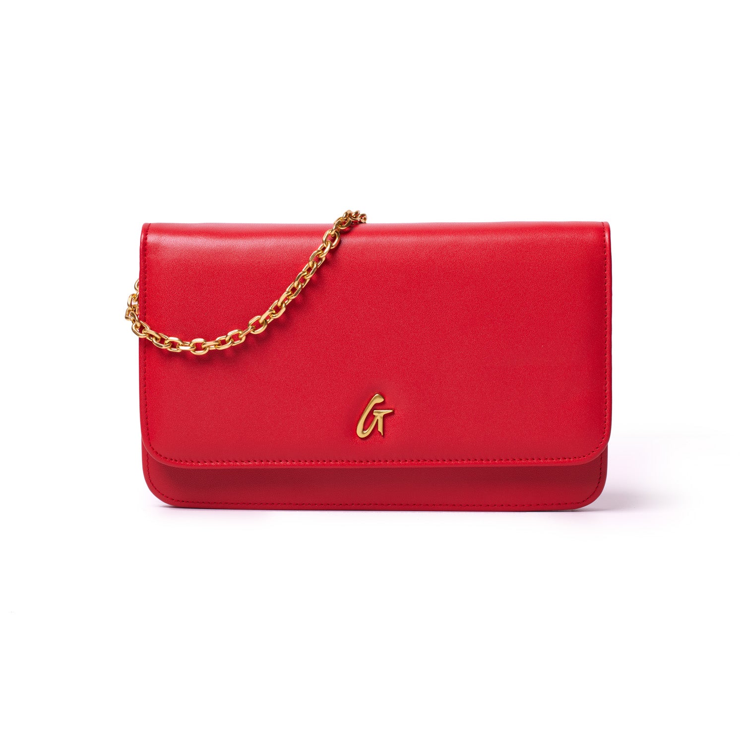 Red Standard Wallet on Chain - Gold | Genuine Leather Minimalist ...