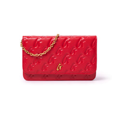 RED MONOGRAM WALLET ON CHAIN-GOLD